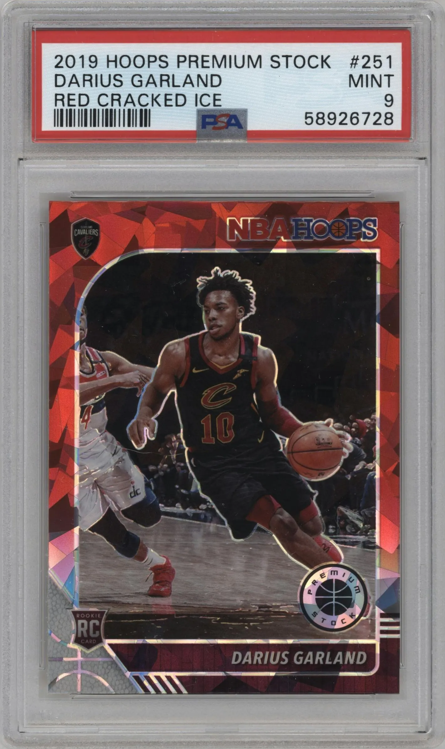 2019 Panini Hoops Premium Stock Darius Garland Red Cracked Ice #251 PSA 9