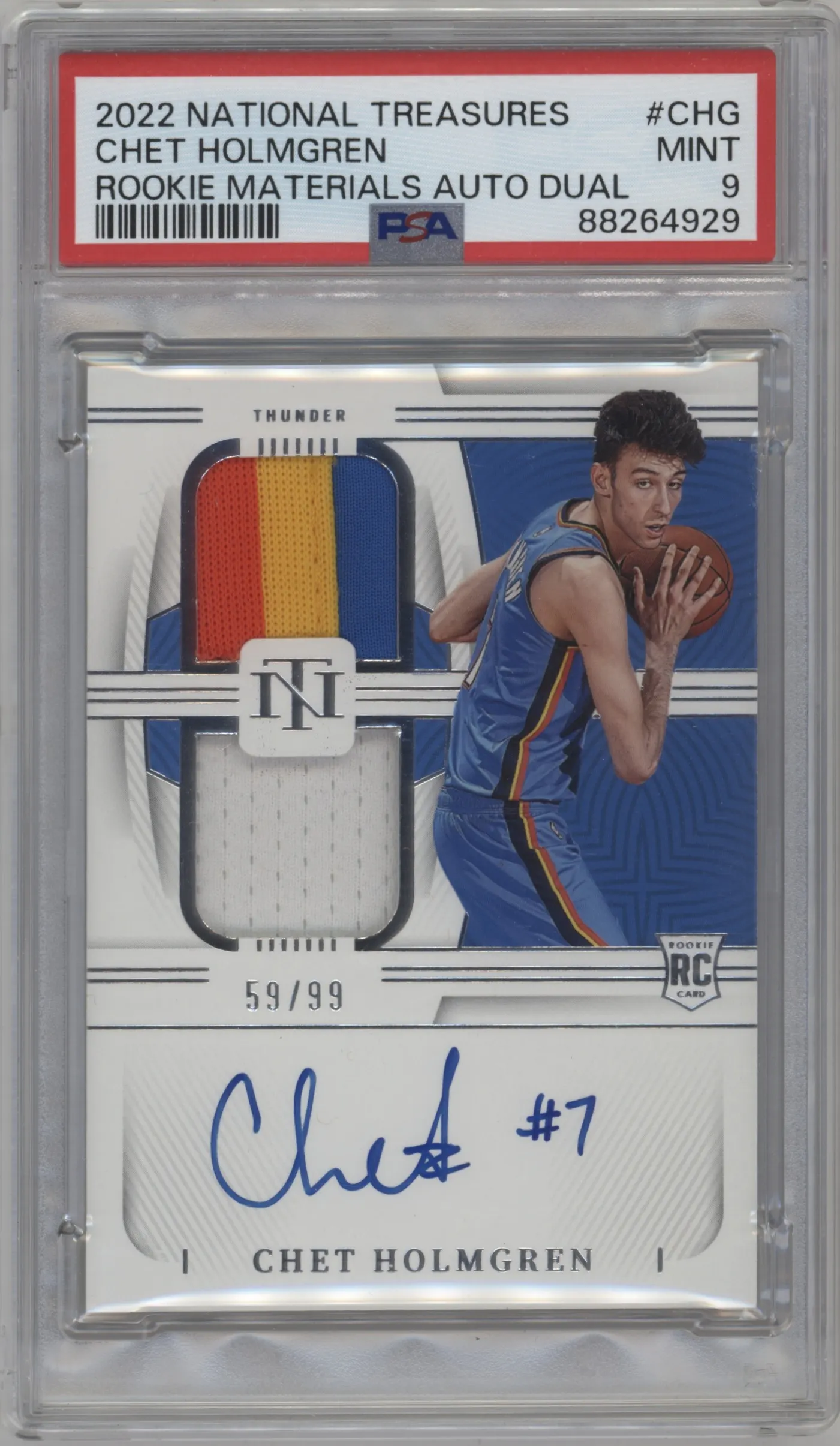 2022 Panini National Treasures Rke.Mat.Auto. Dual Chet Holmgren #RMD-CHG PSA 9