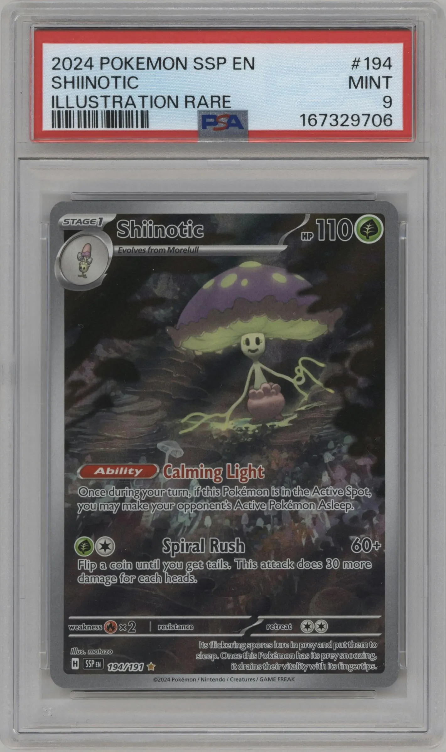 2024 Pokemon SV Surging Sparks Shiinotic #194 PSA 9