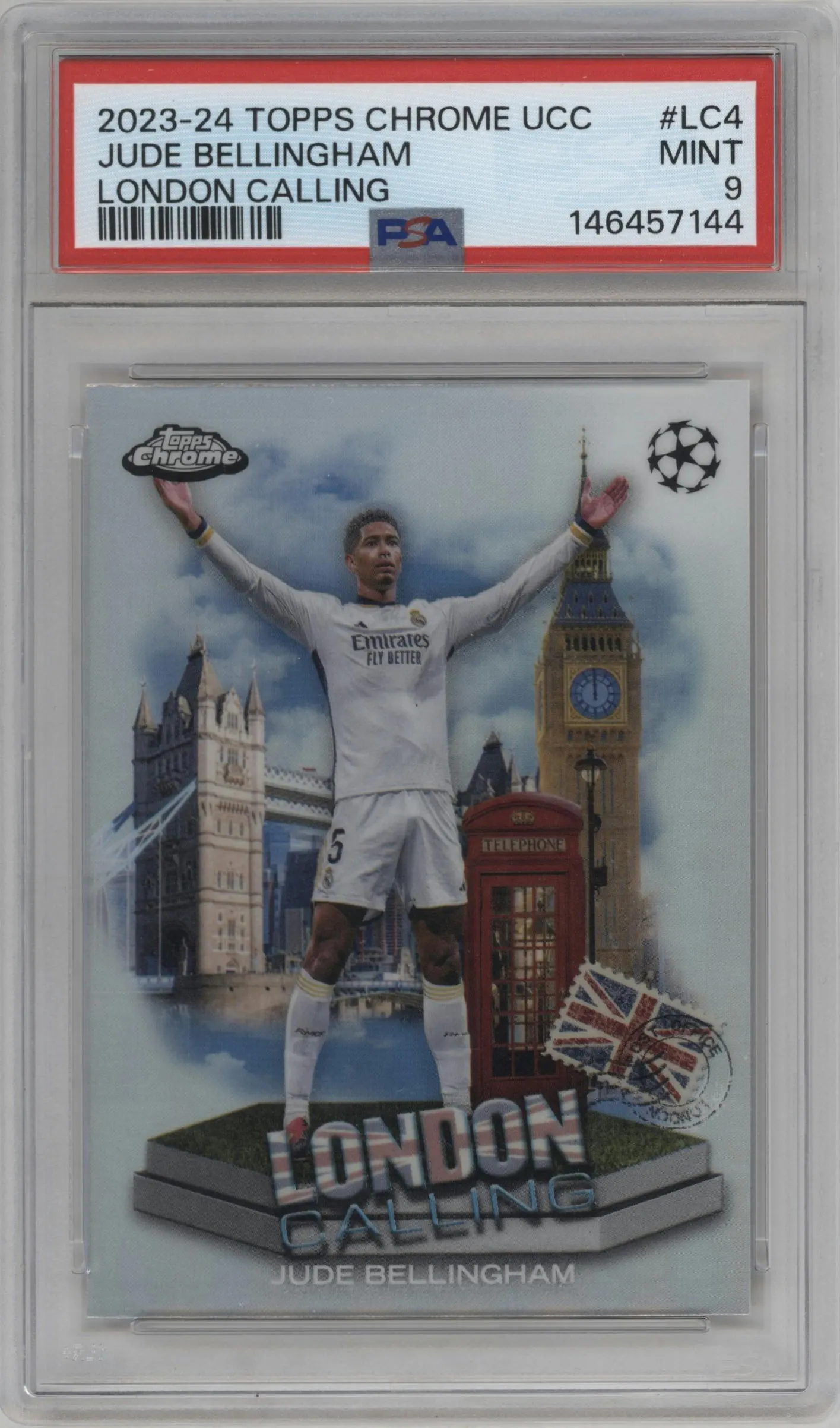 2023 Topps Chrome UEFA Club Competitions London Calling Jude Bellingham #LC-4 PSA 9