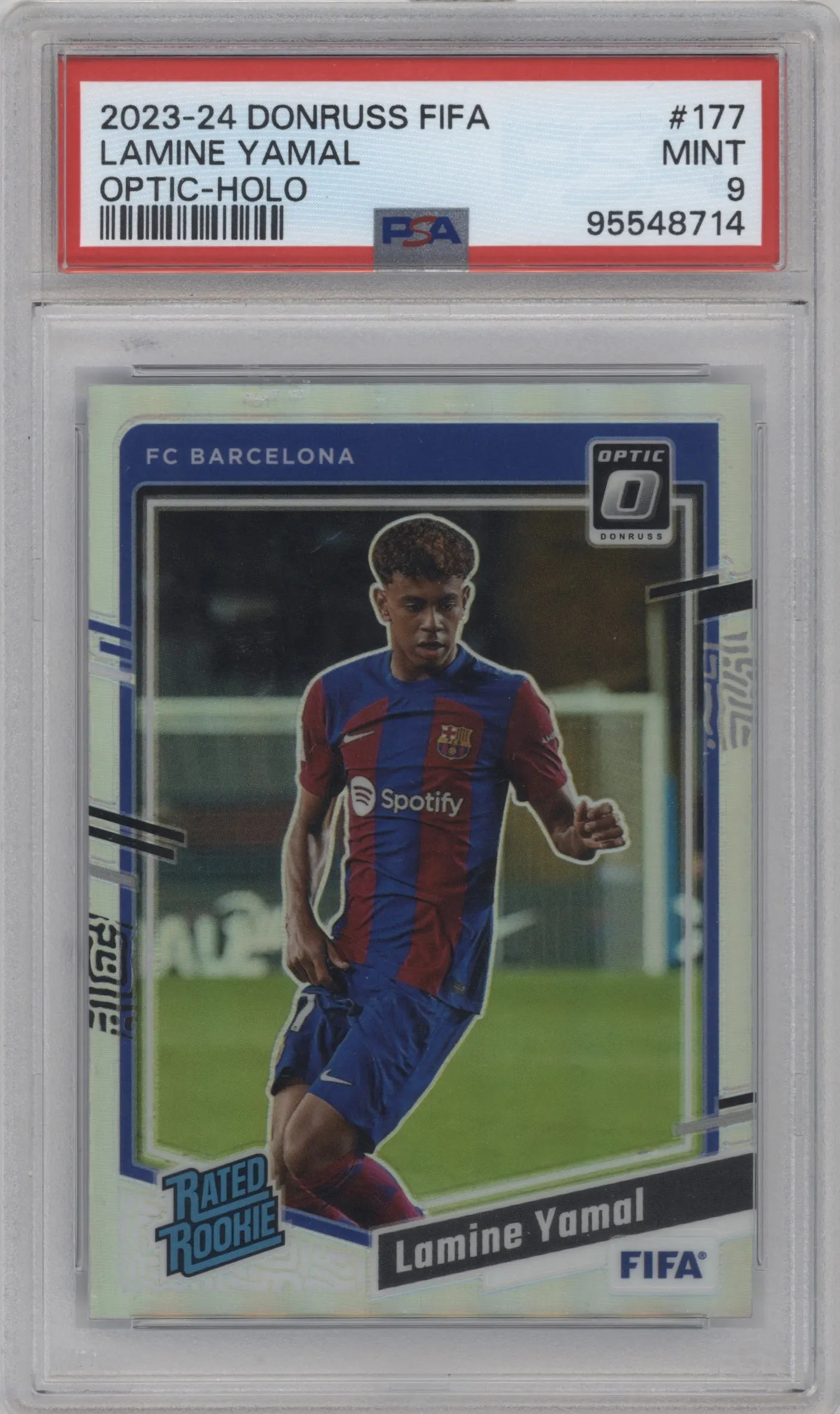 2023 Panini Donruss Opt.Rtd.Rke. Lamine Yamal Holo #177 PSA 9