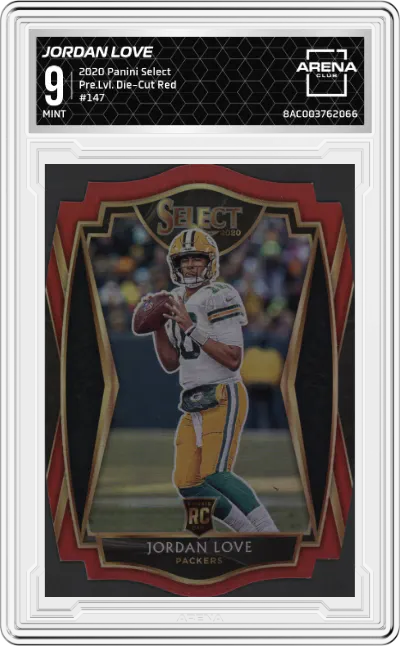 2020 Panini Select Pre.Lvl. Jordan Love Die-Cut Red #147 ARENA CLUB 9