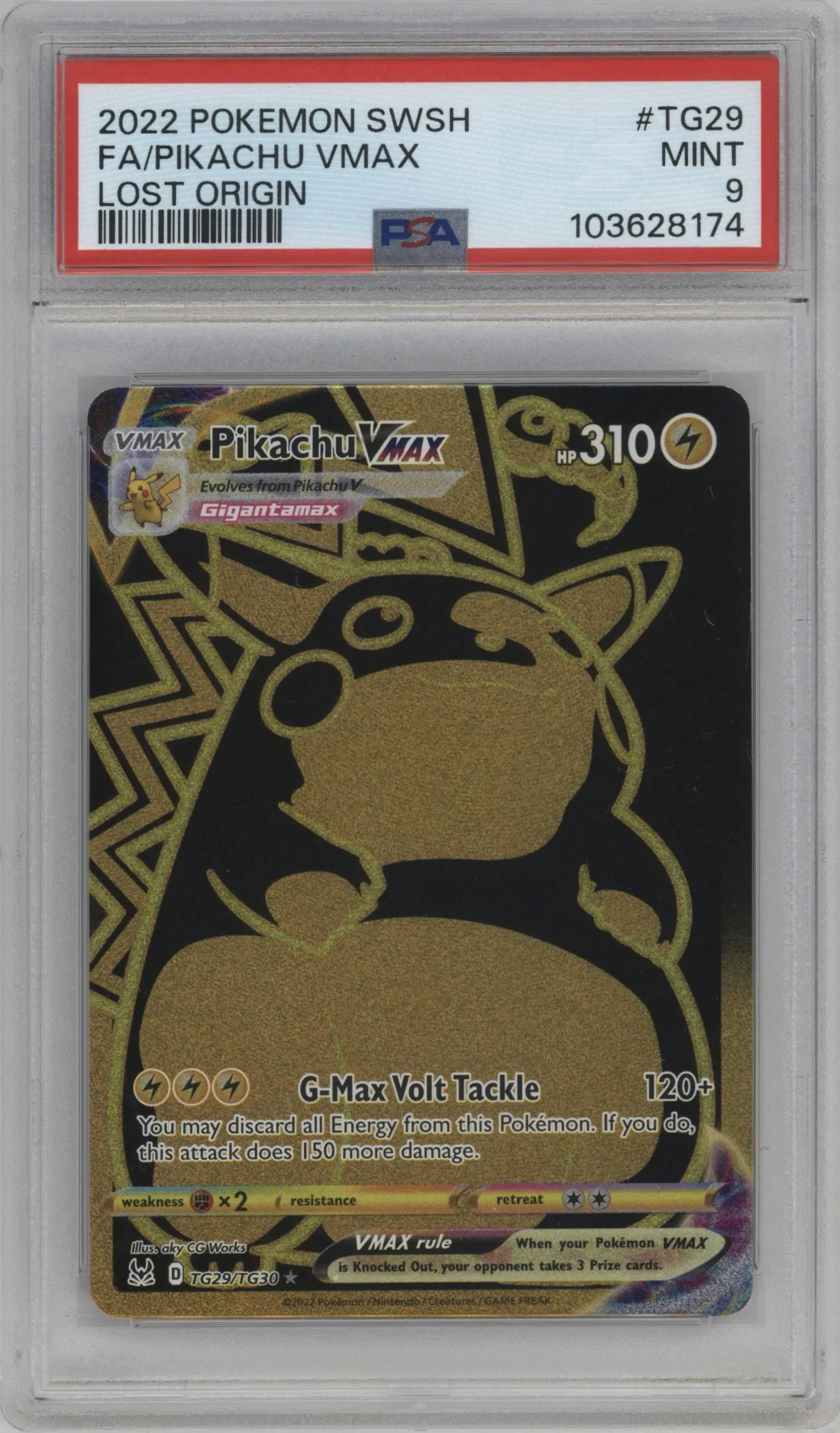 2022 Pokemon SWSH Lost Origin TG Pikachu VMAX #TG29 PSA 9