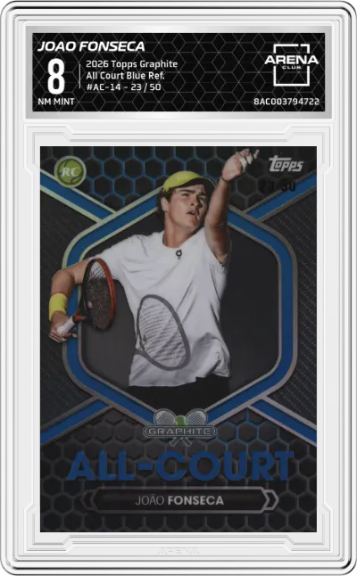 2026 Topps Graphite All Court Joao Fonseca Blue Refractor ARENA CLUB 8