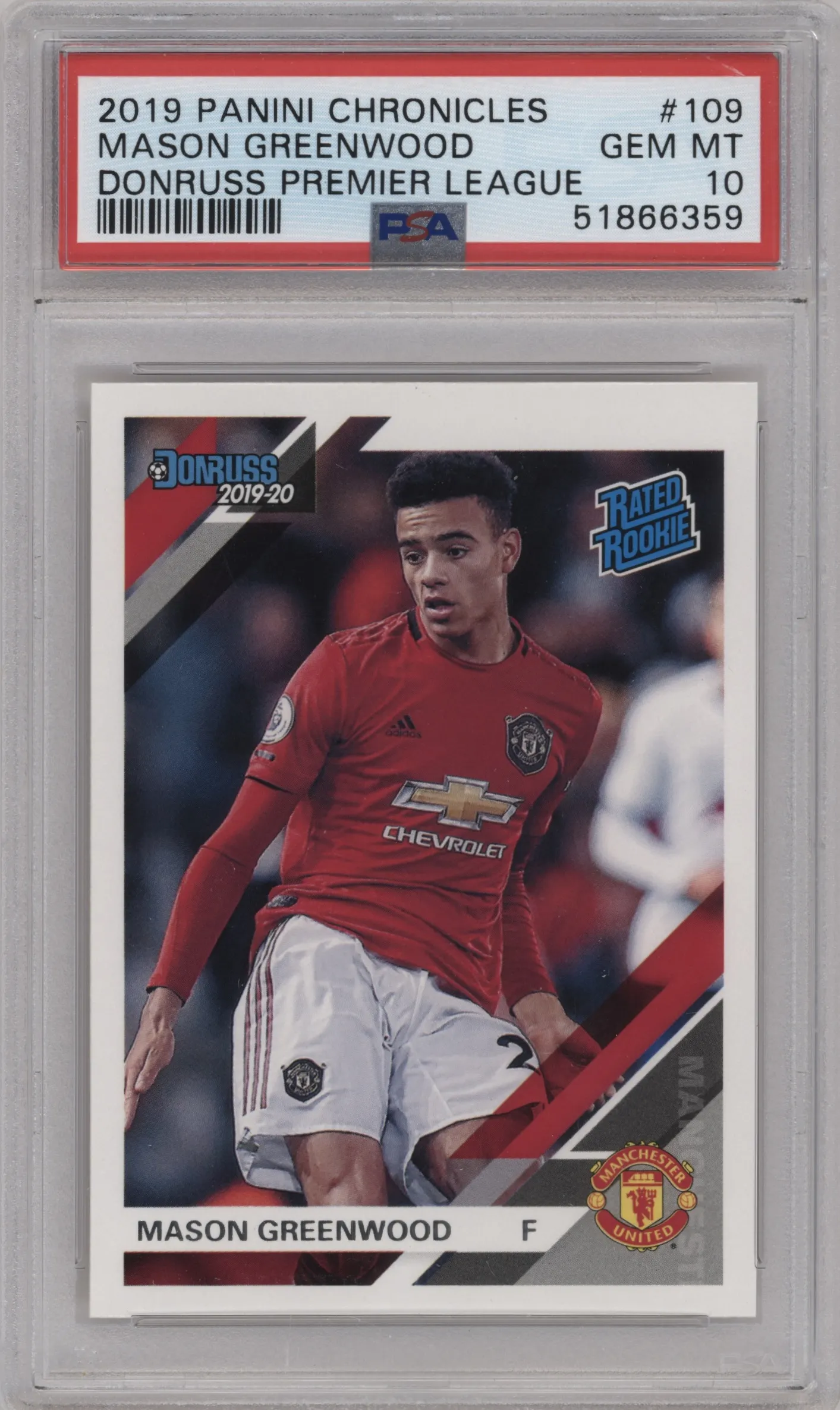 2019 Panini Chronicles Donruss PL Mason Greenwood PSA 10