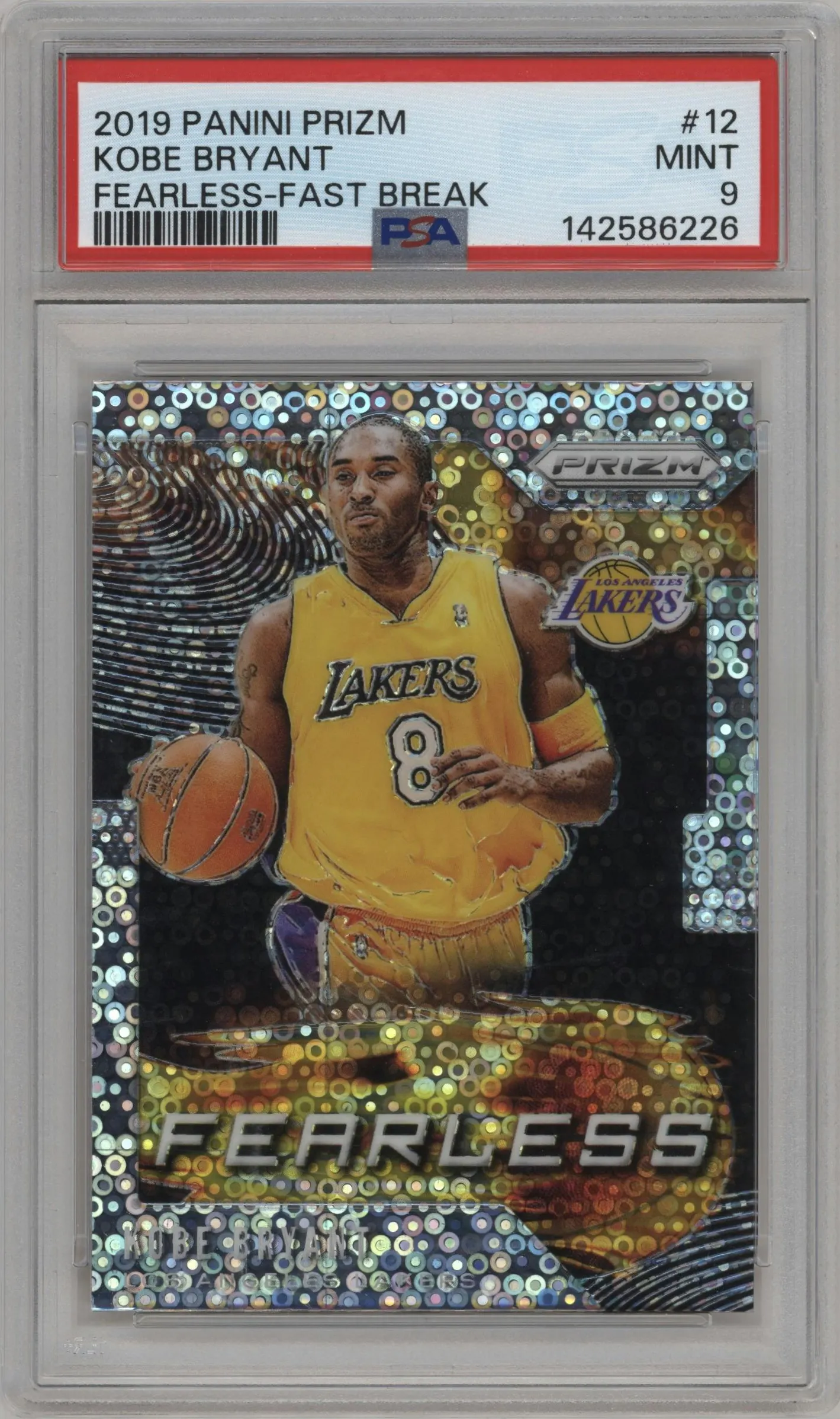 2019 Panini Prizm Fearless Kobe Bryant Fast Break #12 PSA 9