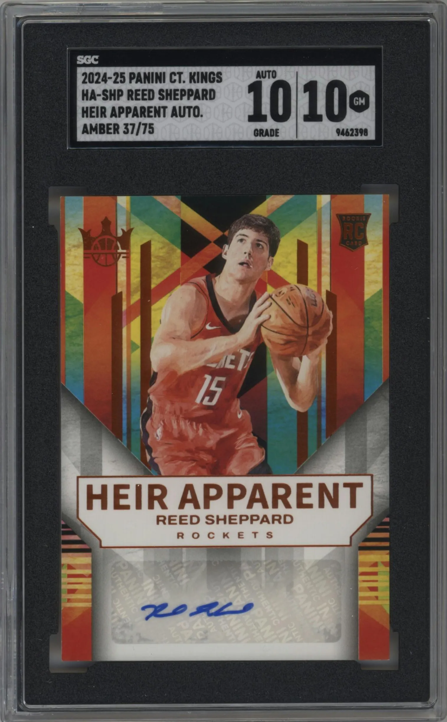 2024 Panini Court Kings Heir Apparent Reed Sheppard Amber #HA-SHP SGC 10