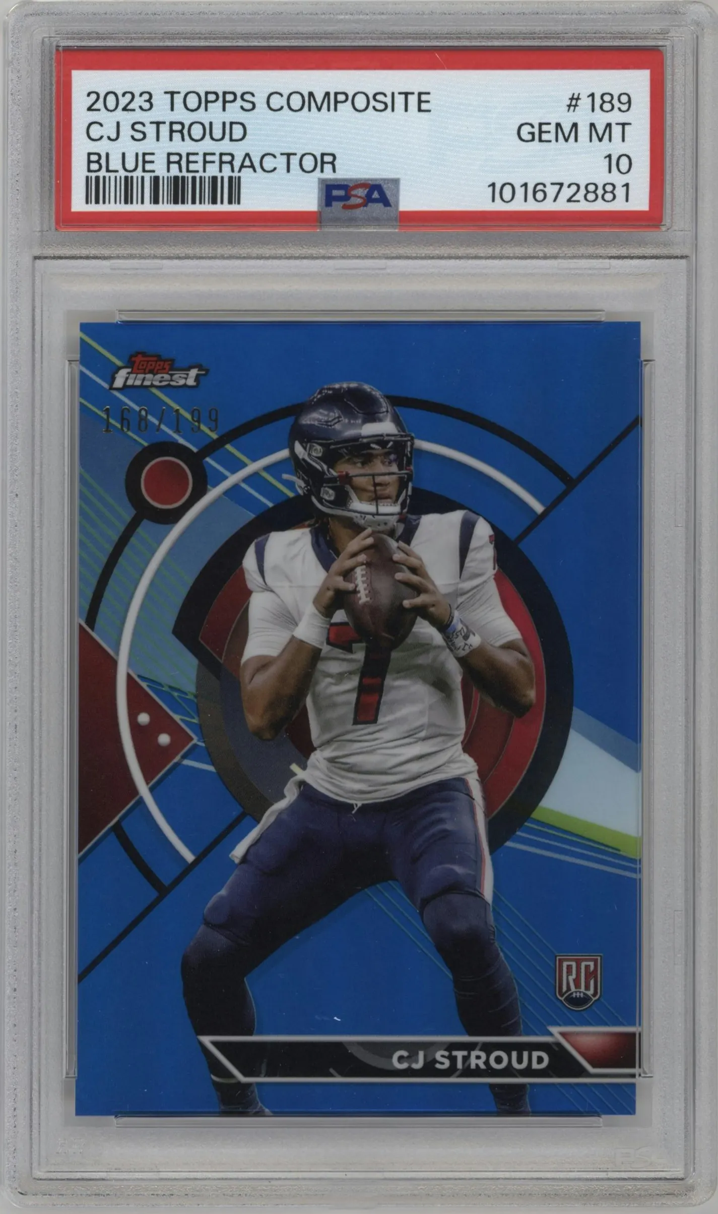 2023 Topps Composite Finest CJ Stroud Blue Refractor #189 PSA 10