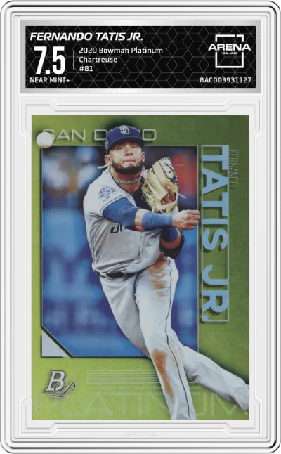 2020 Bowman Platinum Fernando Tatis Jr. Chartreuse ARENA CLUB 7.5
