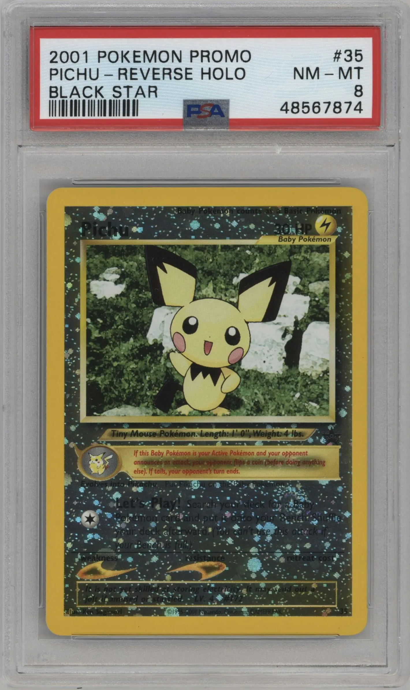 2001 Pokemon WoTC Pichu League #35 PSA 8