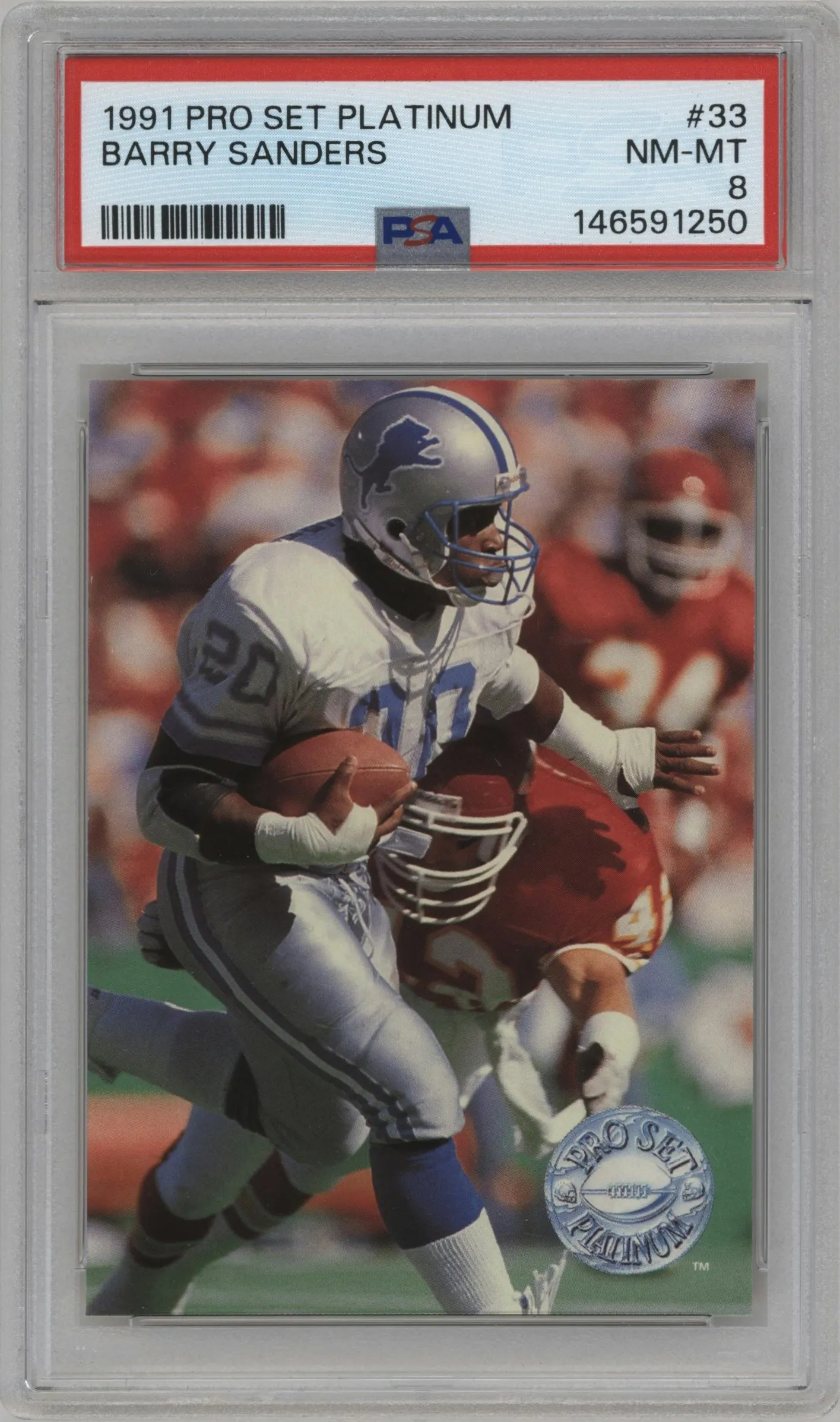 1991 Pro Set Platinum Barry Sanders #33 PSA 8