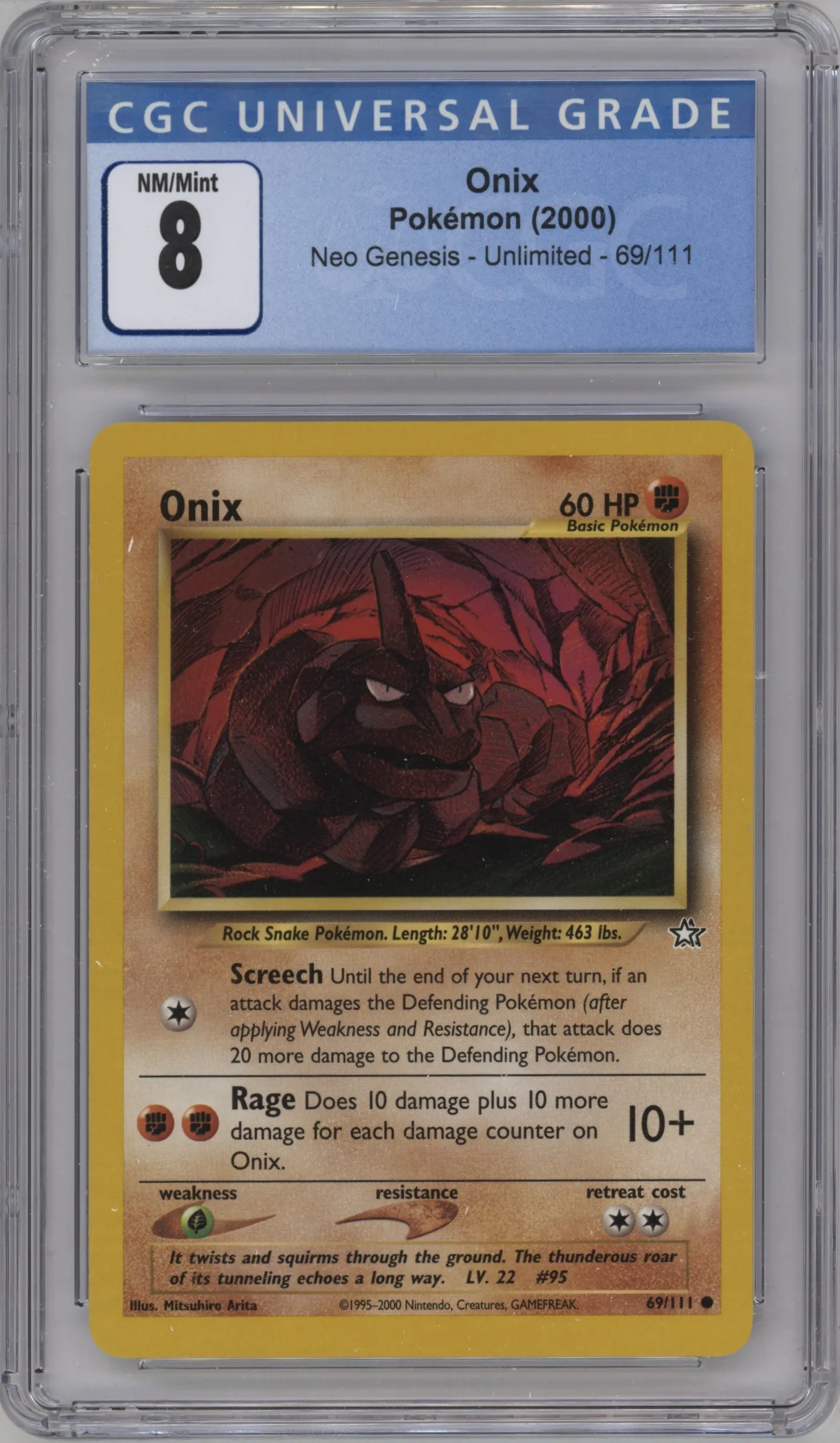 2000 Pokemon Neo Genesis Onix #69 CGC 8