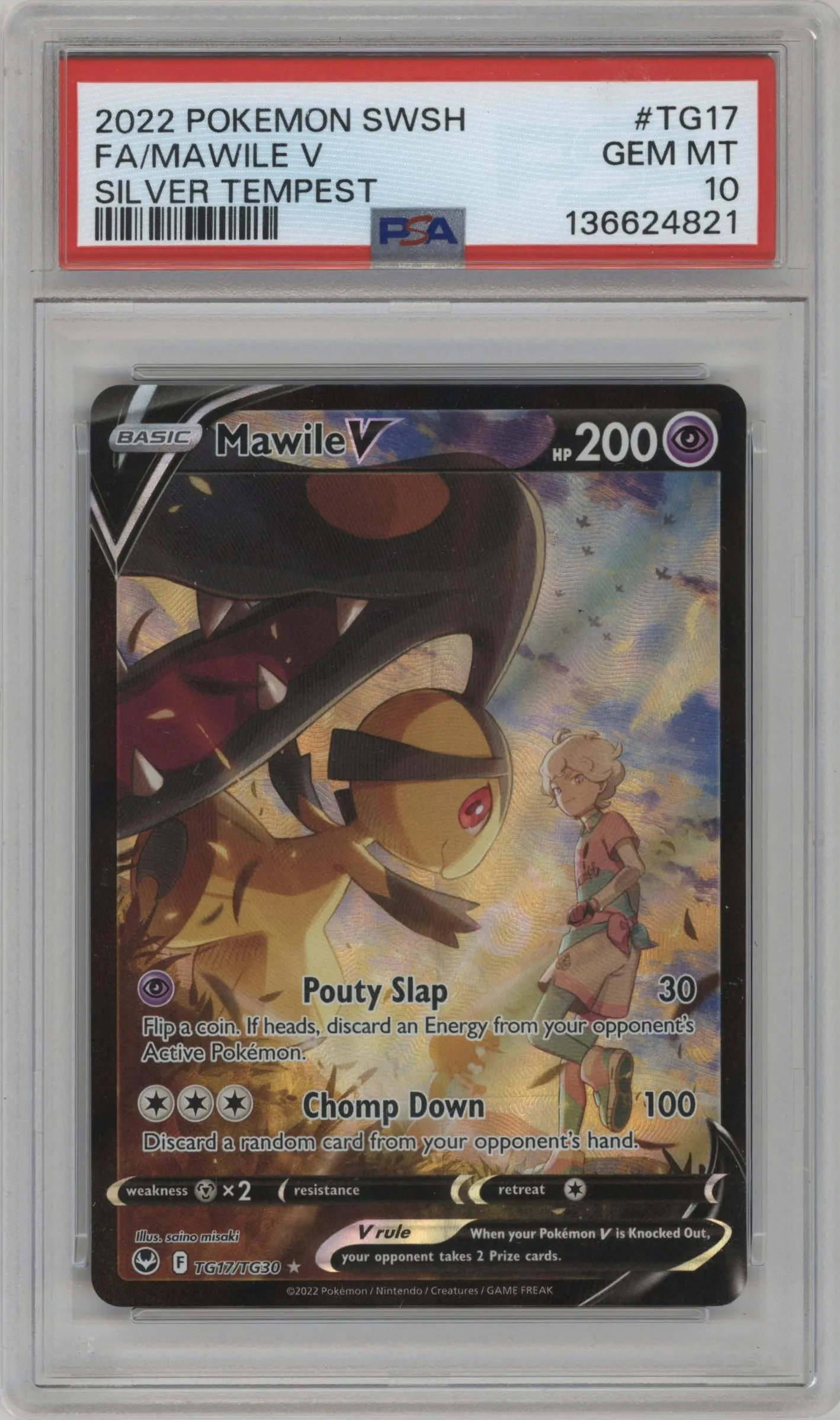 2022 Pokemon SWSH Silver Tempest TG Mawile V #TG17 PSA 10