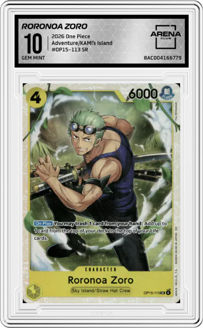2026 One Piece Adventure/KAMI’s Island Roronoa Zoro SR #OP15-113 SR ARENA CLUB 10