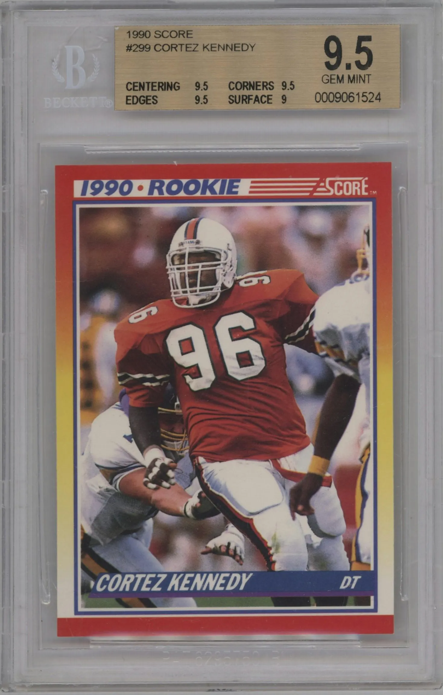 1990 Score Cortez Kennedy #299 BGS 9.5