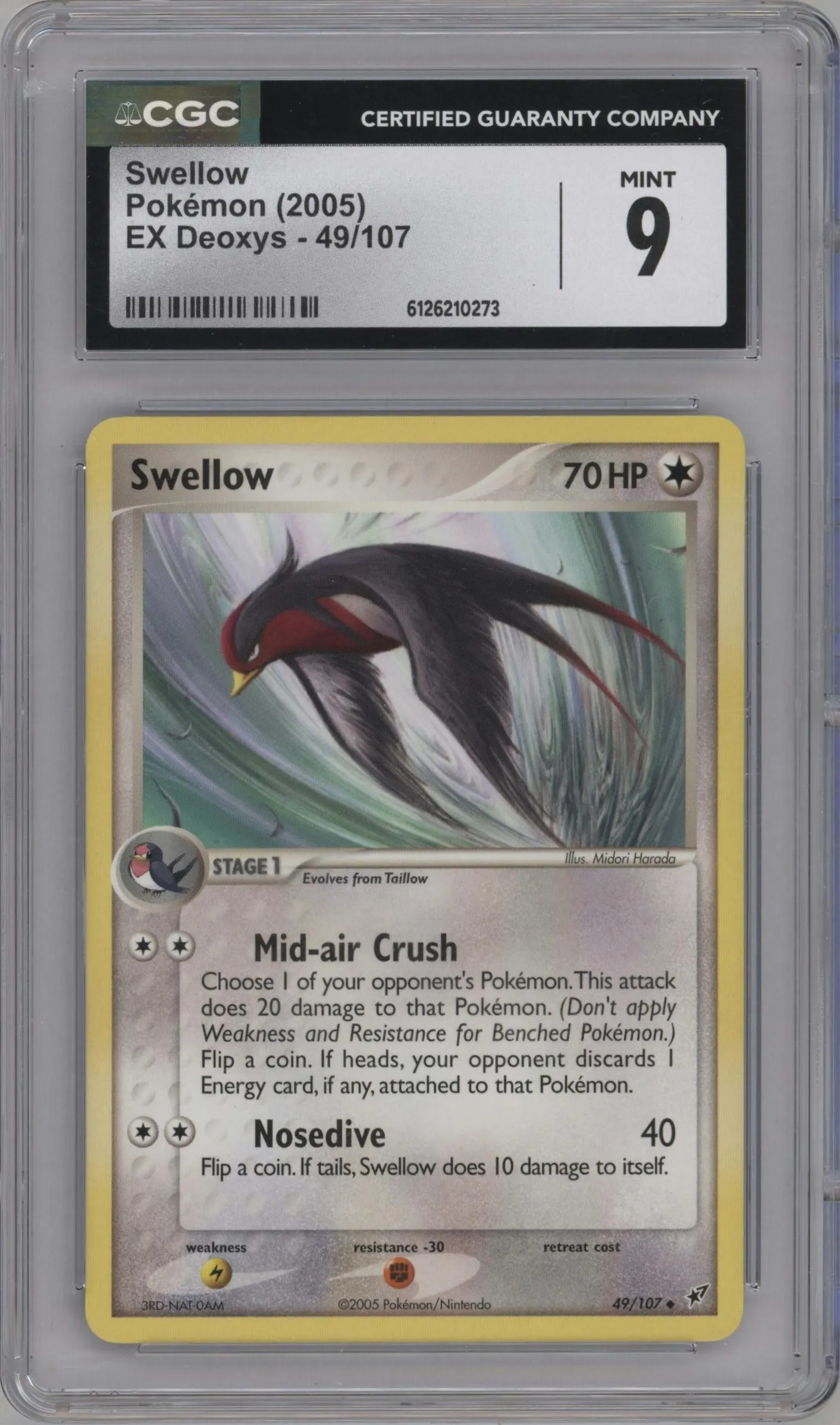 2005 Pokemon EX Deoxys Swellow #49 CGC 9