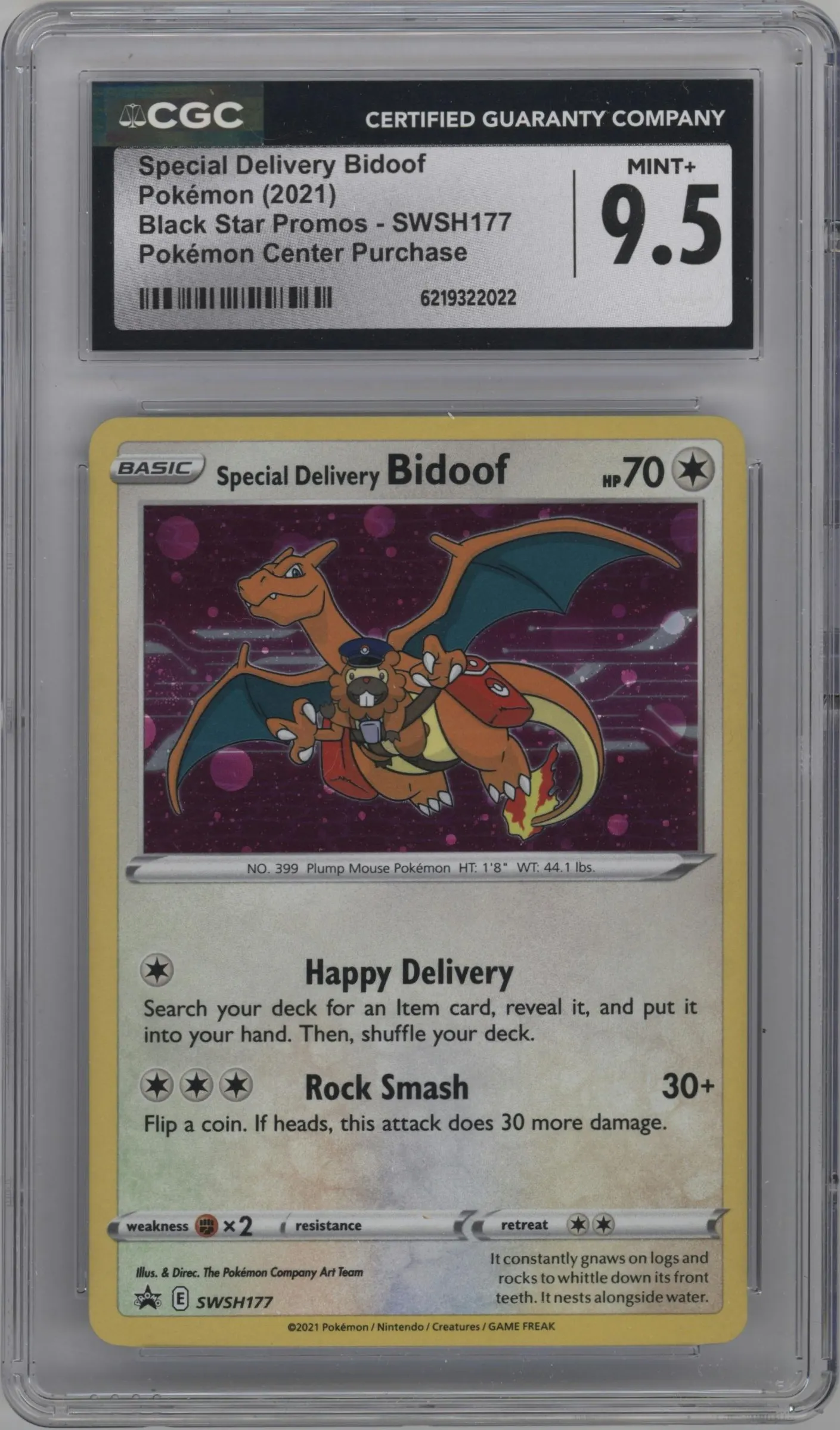 2021 Pokemon SWSH Special Delivery Bidoof Bidoof Day #SWSH177 CGC 9.5