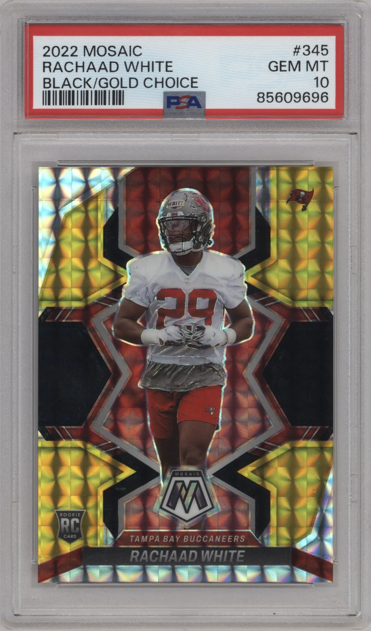 2022 Panini Mosaic Rachaad White Choice Black Gold PSA 10