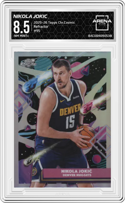 2025 Topps Chrome Cosmic Nikola Jokic Refractor #95 ARENA CLUB 8.5