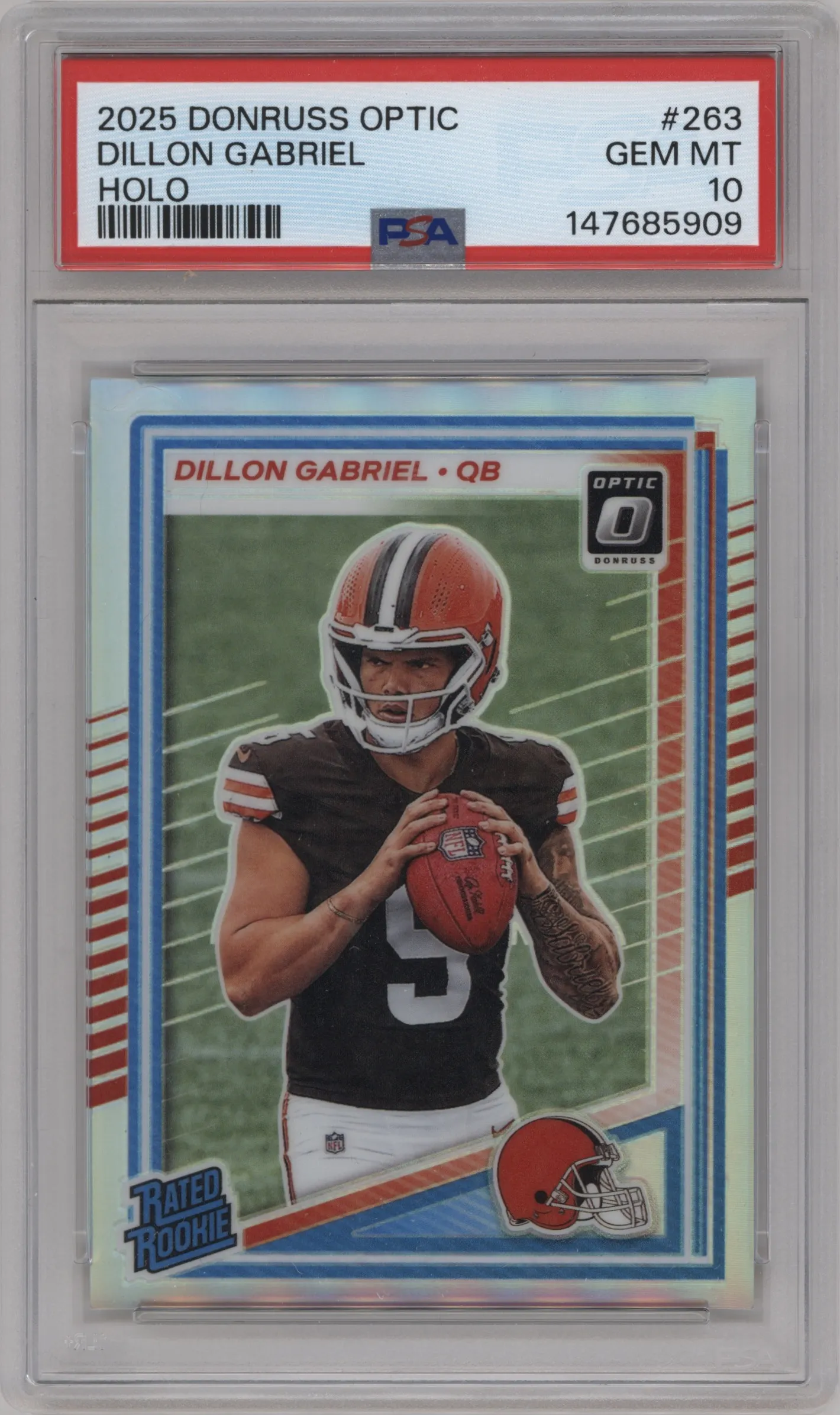 2025 Donruss Optic Rated Rookie Dillon Gabriel Holo PSA 10