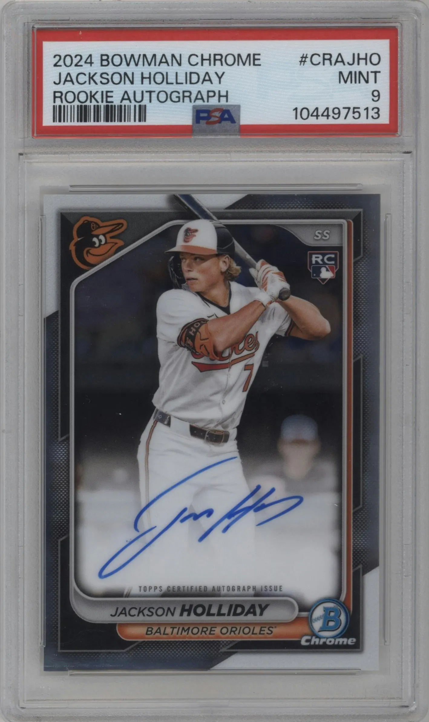 2024 Bowman Chrome Rke.Auto Jackson Holliday PSA 9