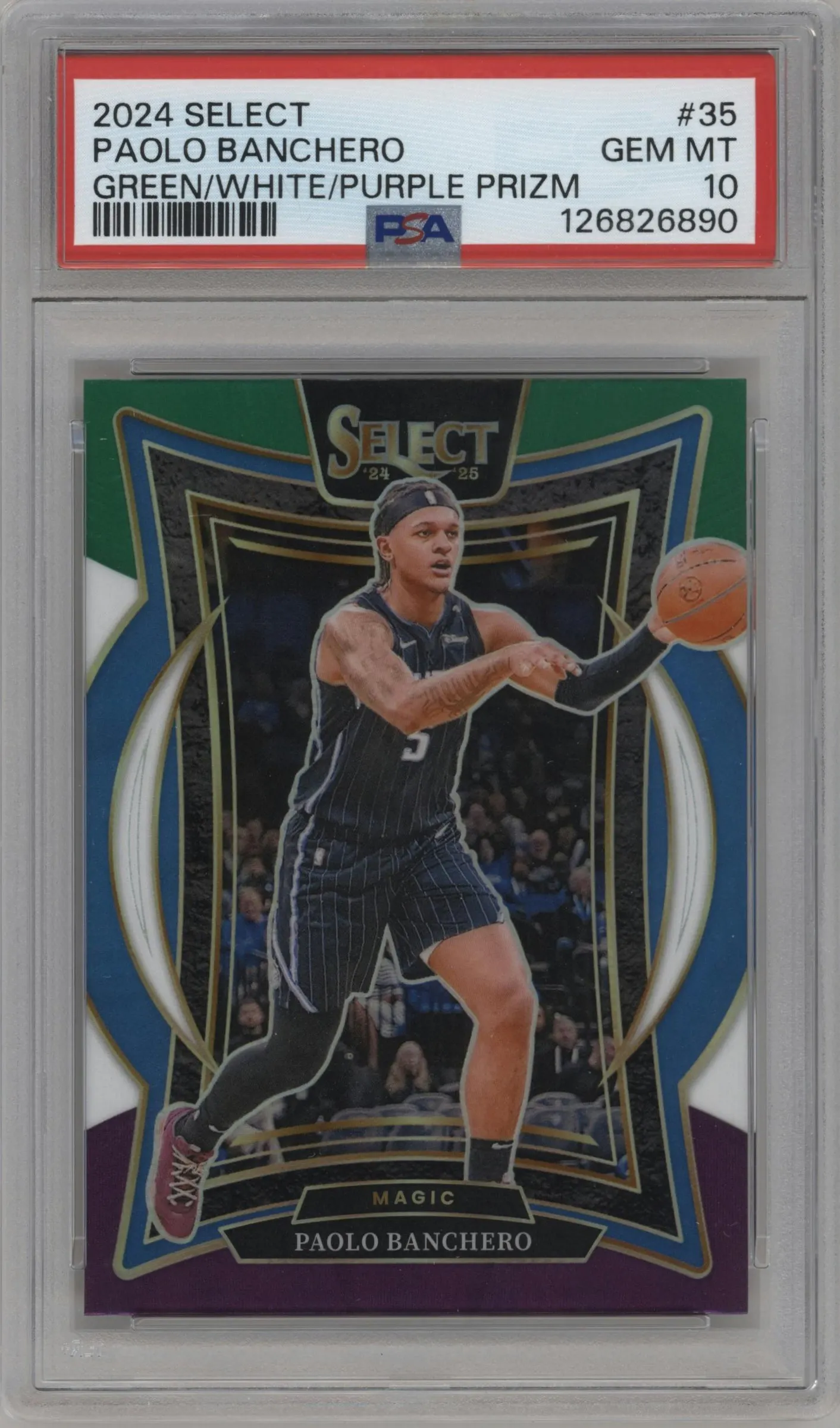 2024 Panini Select Paolo Banchero Green White Purple Prizm #35 PSA 10