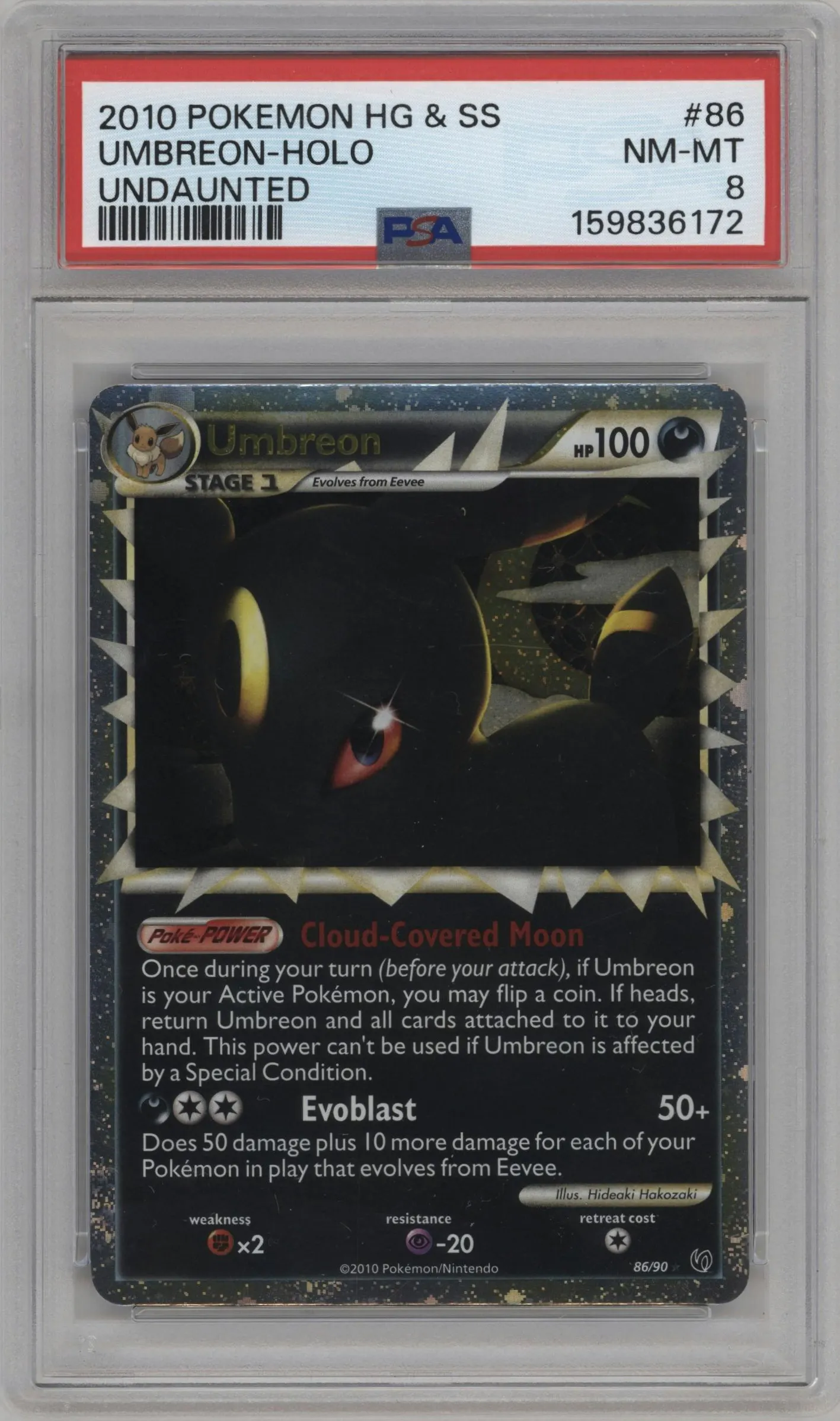 2010 Pokemon HG & SS Undaunted Umbreon #86 PSA 8
