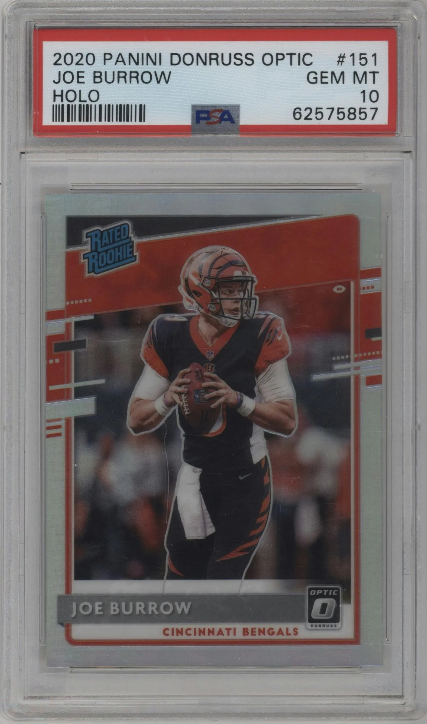 2020 Panini Donruss Optic Rated Rookie Joe Burrow Holo PSA 10