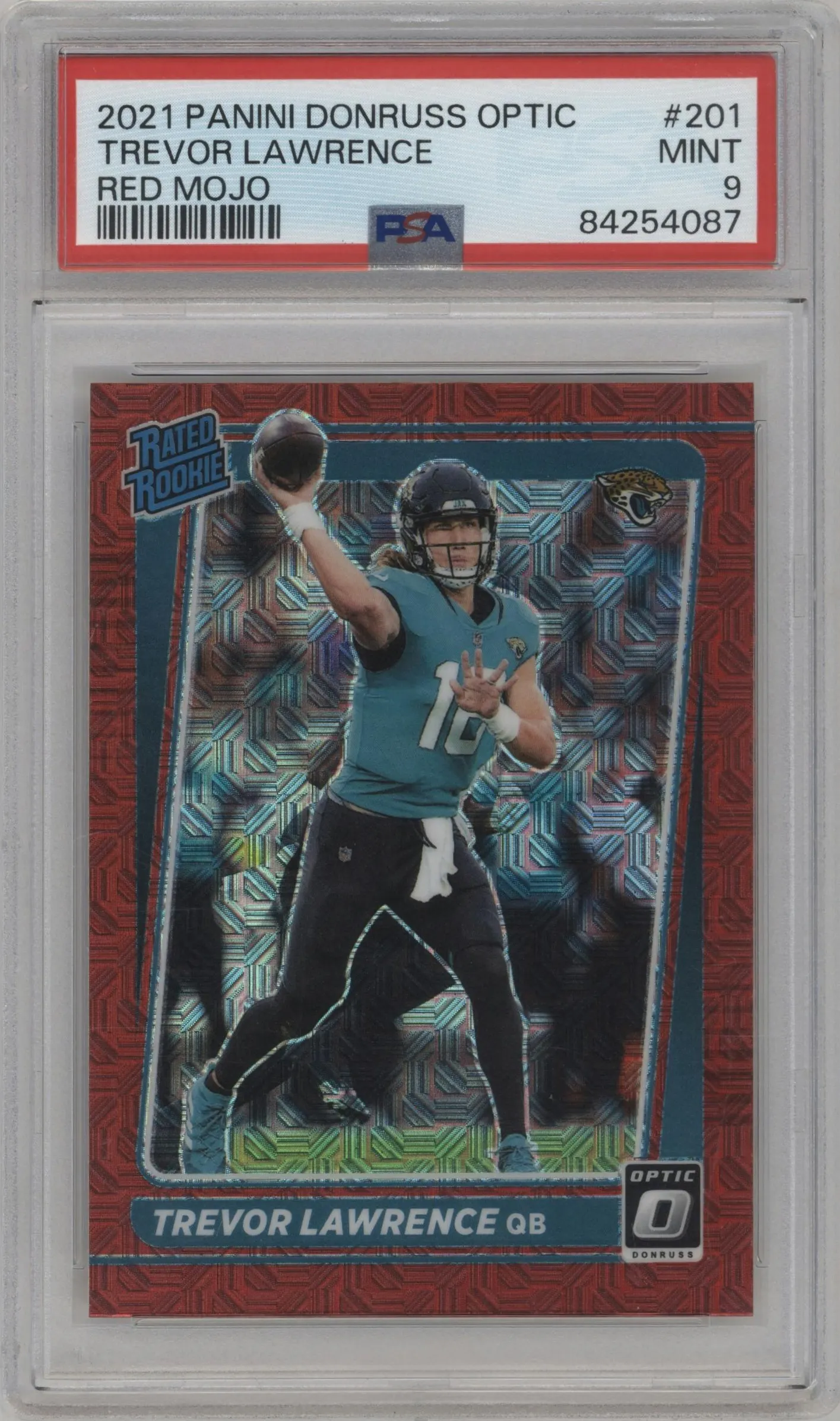2021 Panini Donruss Optic Rated Rookie Trevor Lawrence Red Mojo #201 PSA 9
