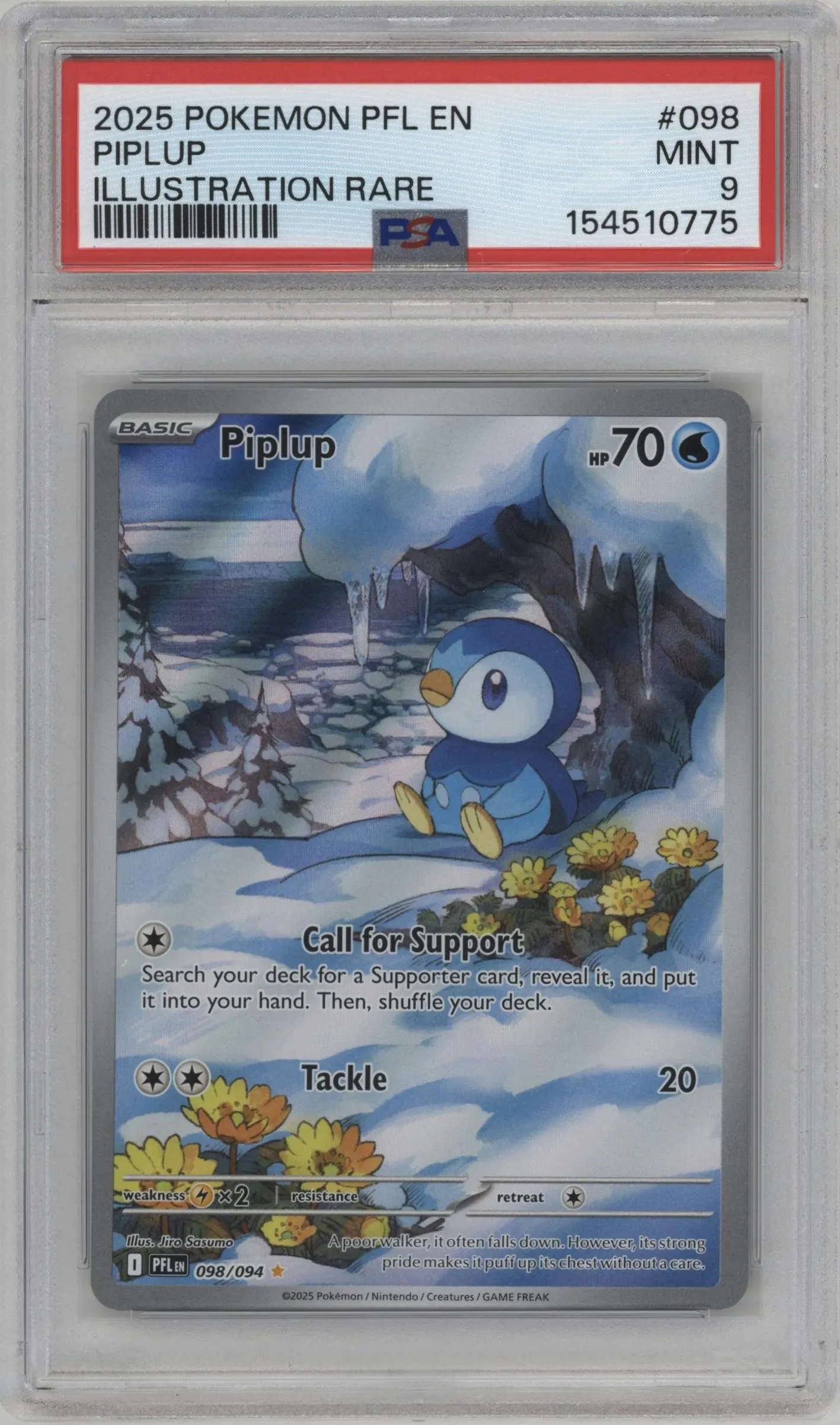 2025 Pokemon Mega Evolution Phan. Flames Piplup #098 PSA 9