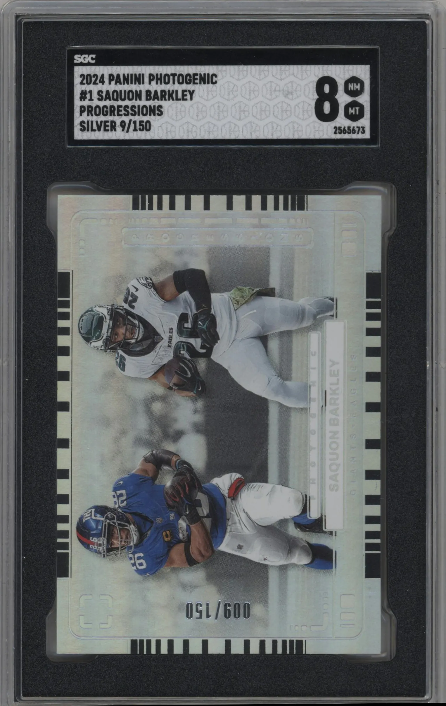 2024 Panini Photogenic Progressions Saquon Barkley Silver SGC 8