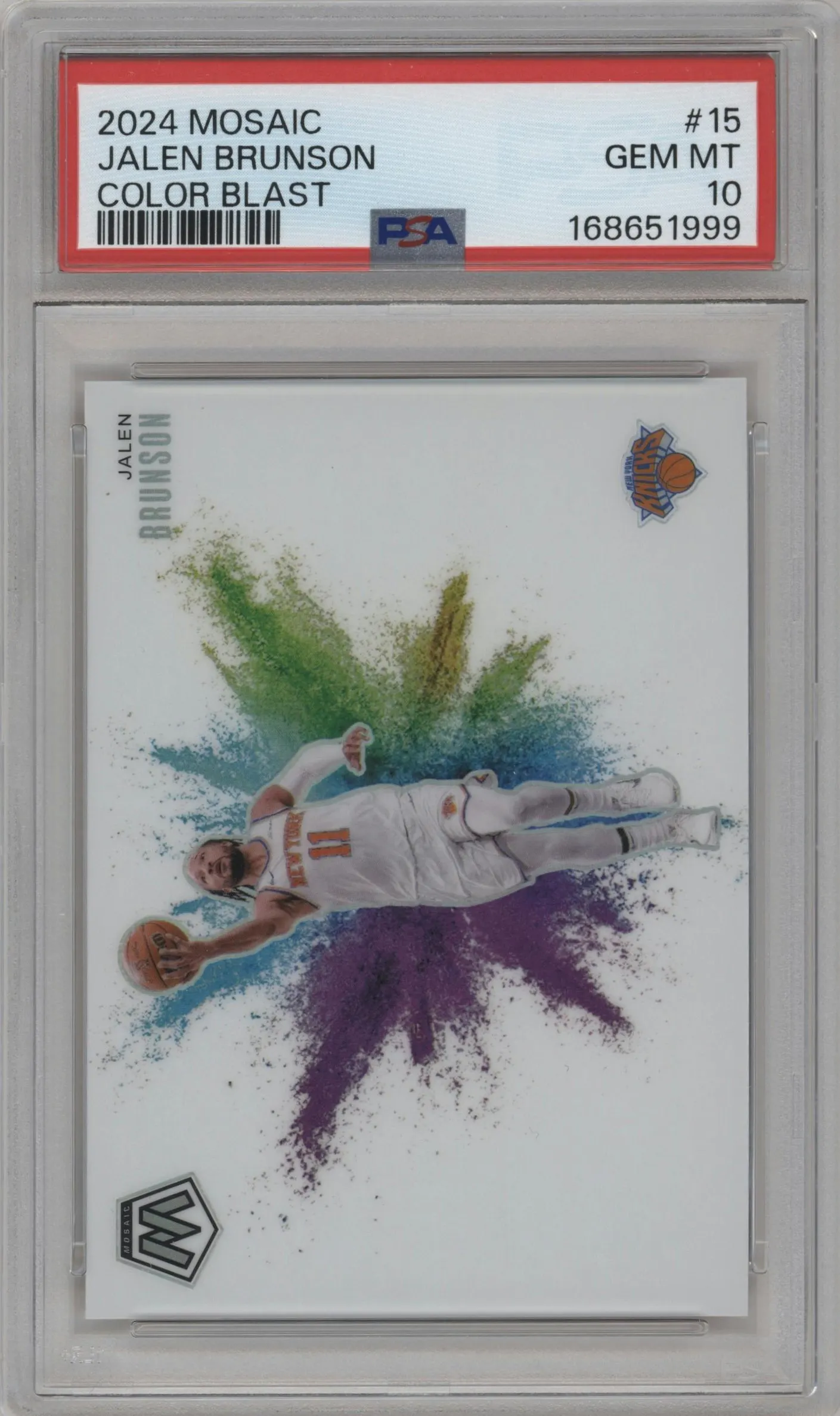 2024 Panini Mosaic Color Blast Jalen Brunson #15 PSA 10