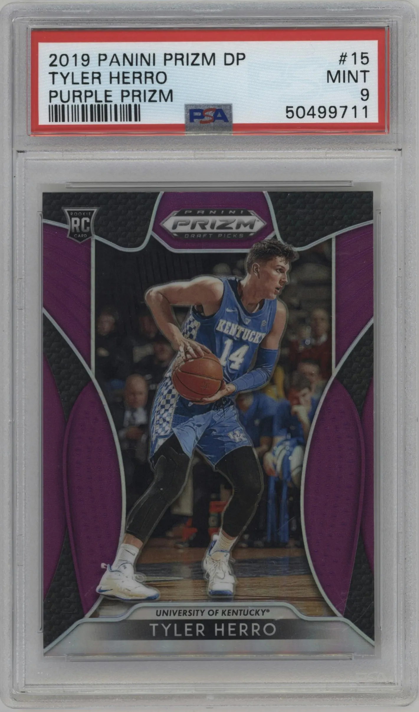 2019 Panini Prizm Draft Picks Tyler Herro Purple Prizm PSA 9