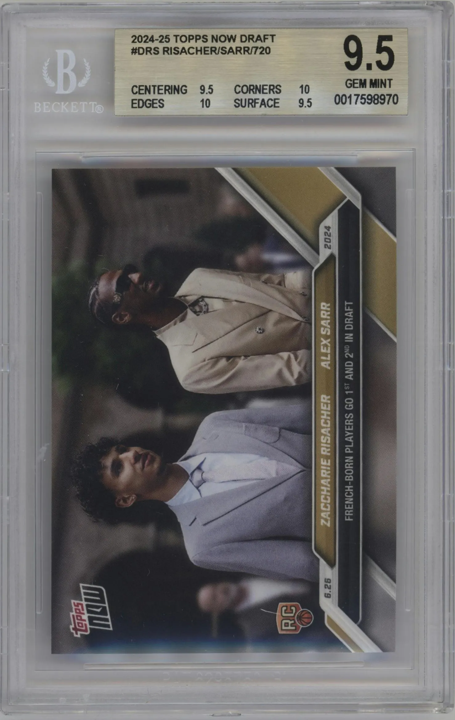 2024 Topps Now Zaccharie Risacher/Alex Sarr #D-RS BGS 9.5