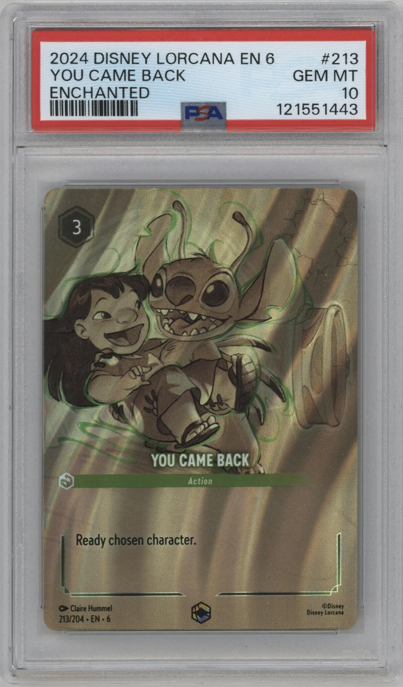 2024 Disney Lorcana Azurite Sea You Came Back Enchanted #213 PSA 10