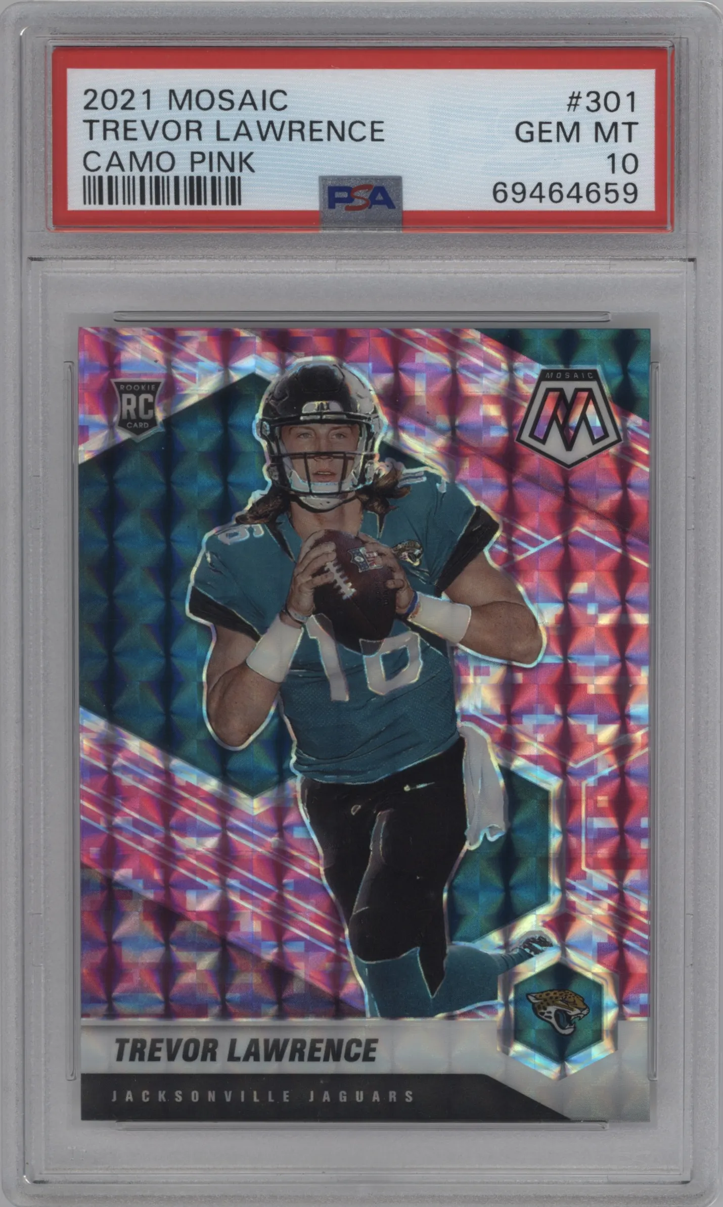 2021 Panini Mosaic Trevor Lawrence Pink Camo #301 PSA 10