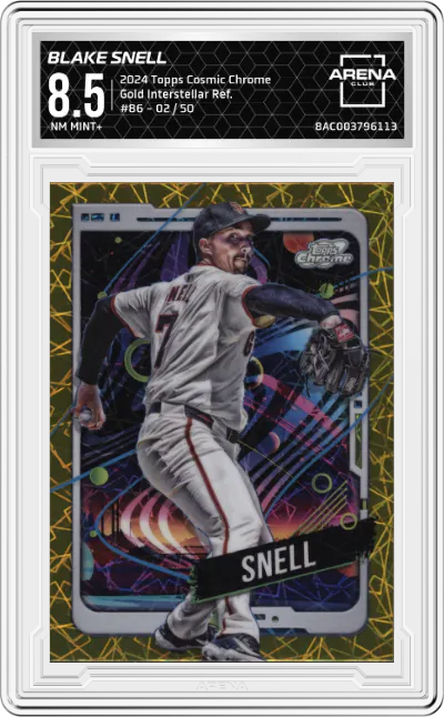 2024 Topps Cosmic Chrome Blake Snell Gold Interstellar Refractors #86 ARENA CLUB 8.5