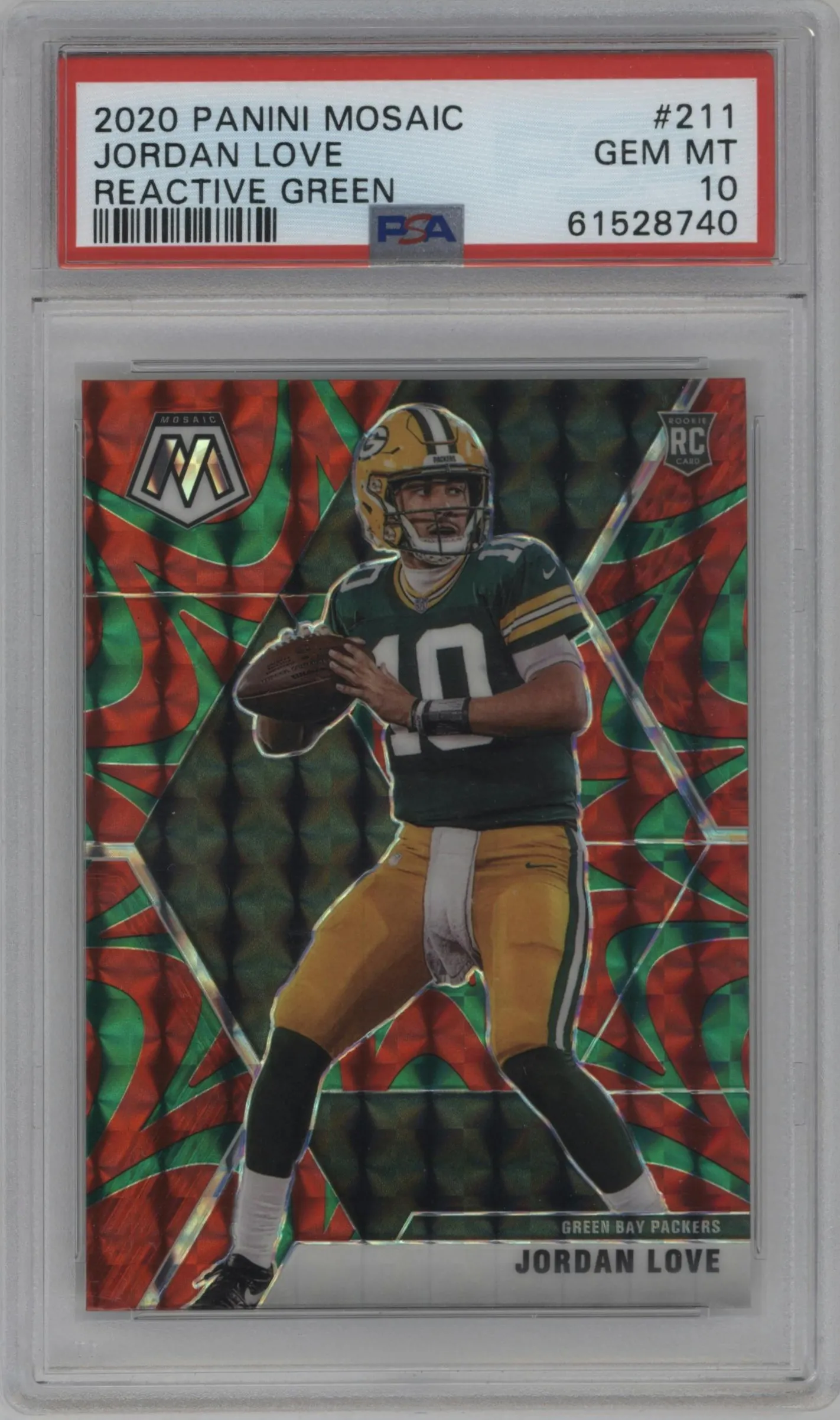 2020 Panini Mosaic Jordan Love Reactive Green PSA 10