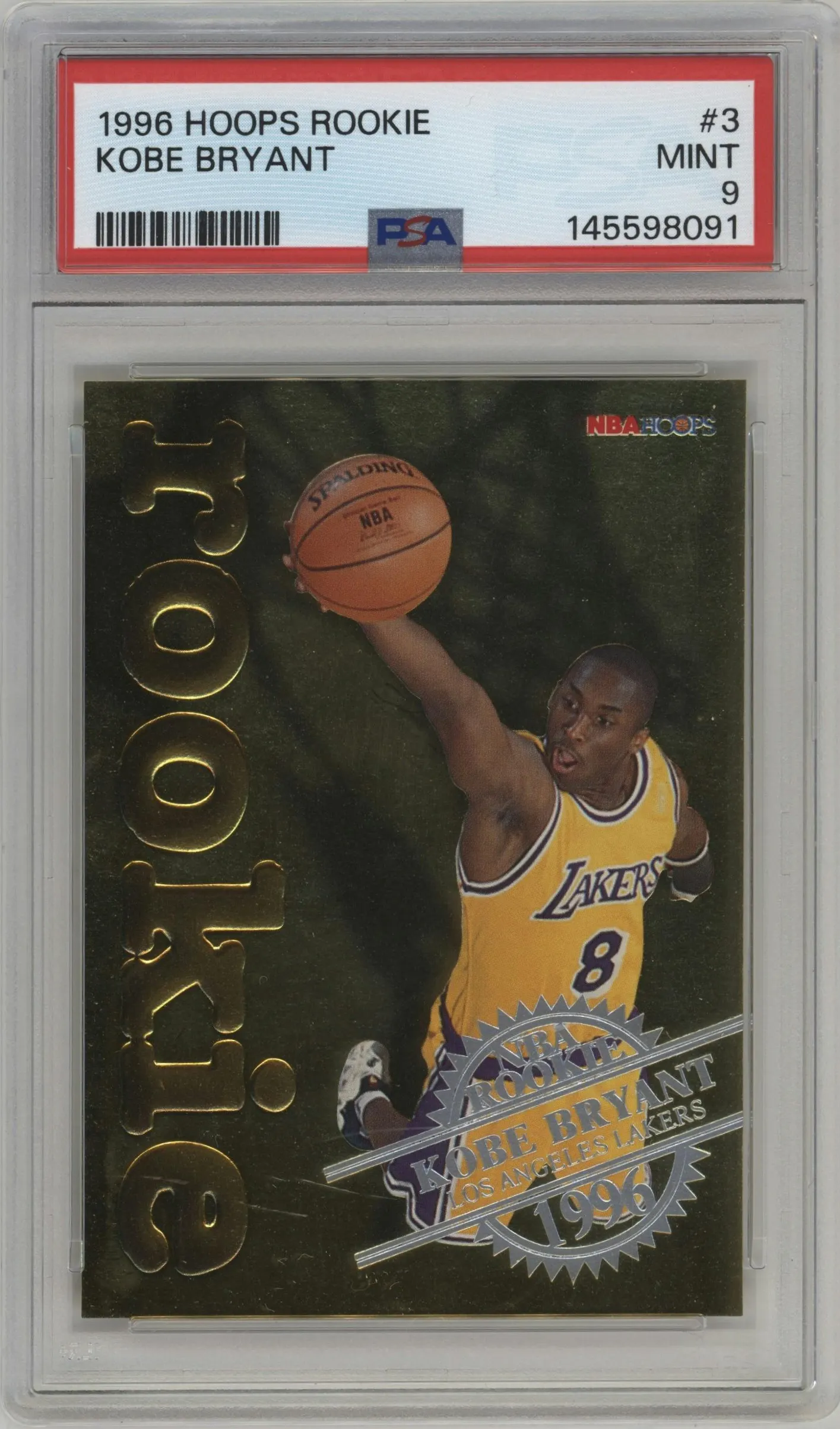 1996 NBA Hoops Rookie Kobe Bryant #3 PSA 9