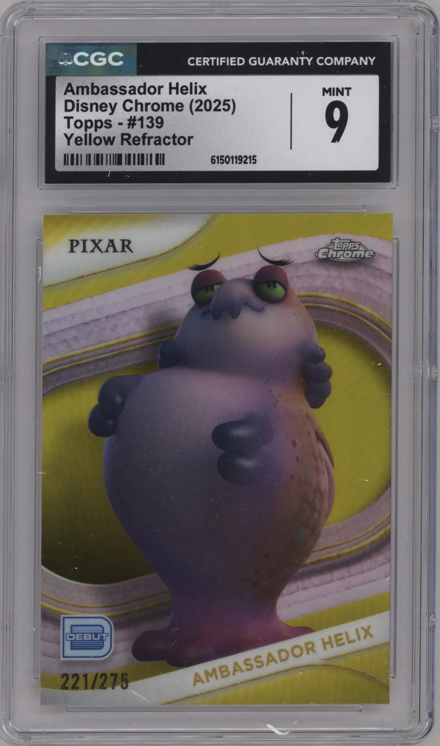 2025 Topps Chrome Disney Ambassador Helix Yellow CGC 9