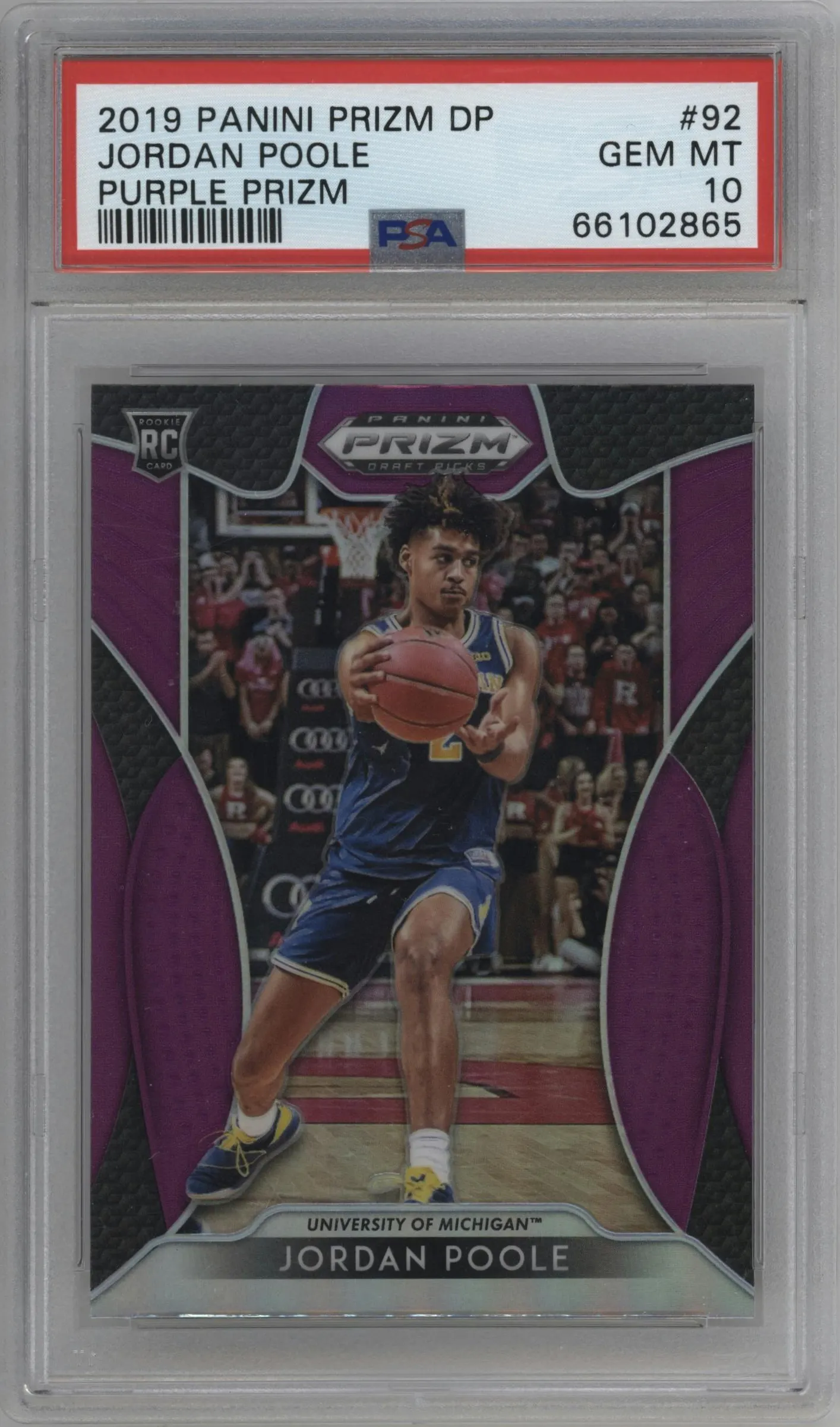 2019 Panini Prizm Draft Picks Jordan Poole Purple Prizm #92 PSA 10
