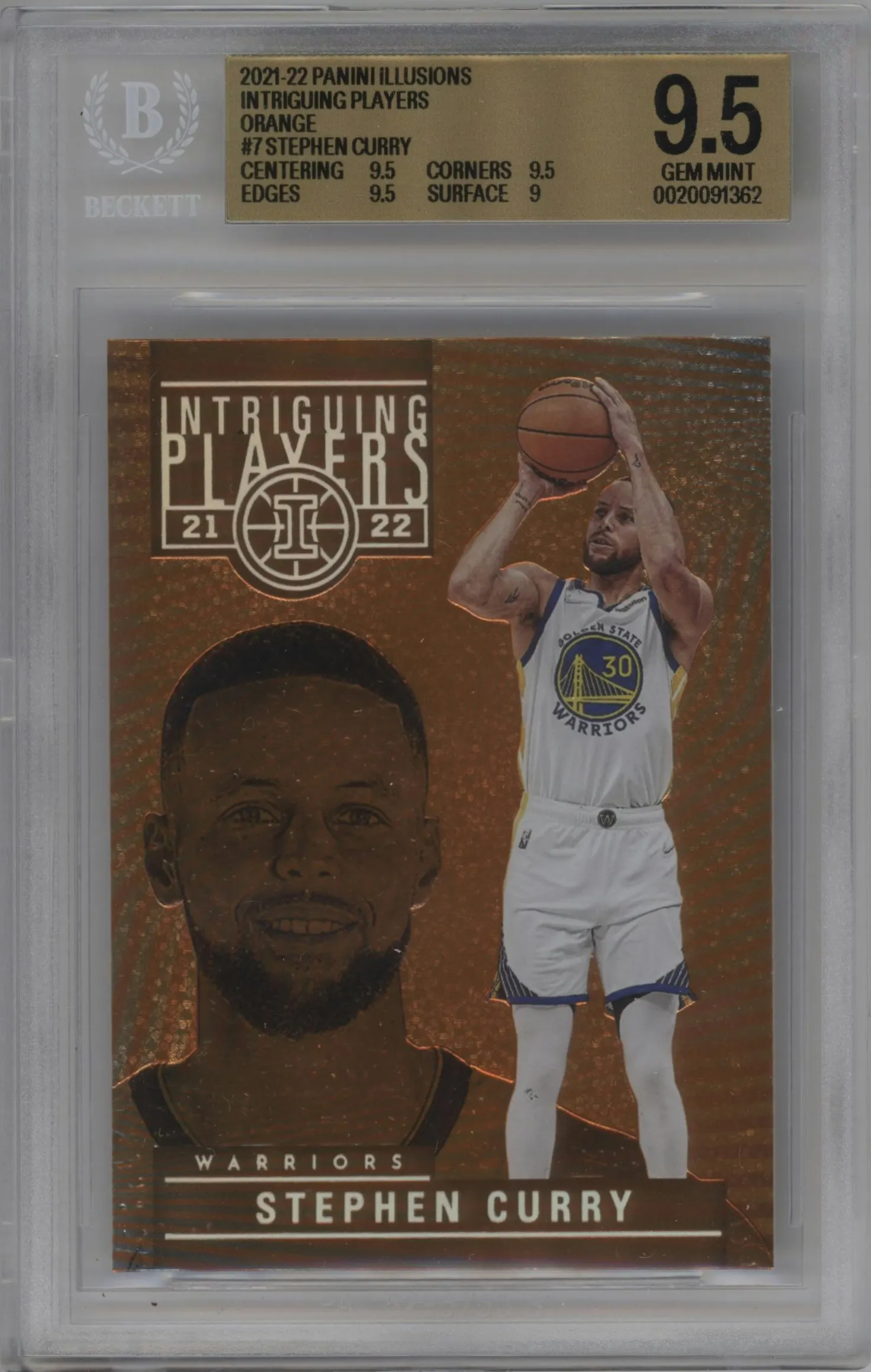 2021 Panini Illusions Intriguing Players Stephen Curry Orange #7 BGS 9.5