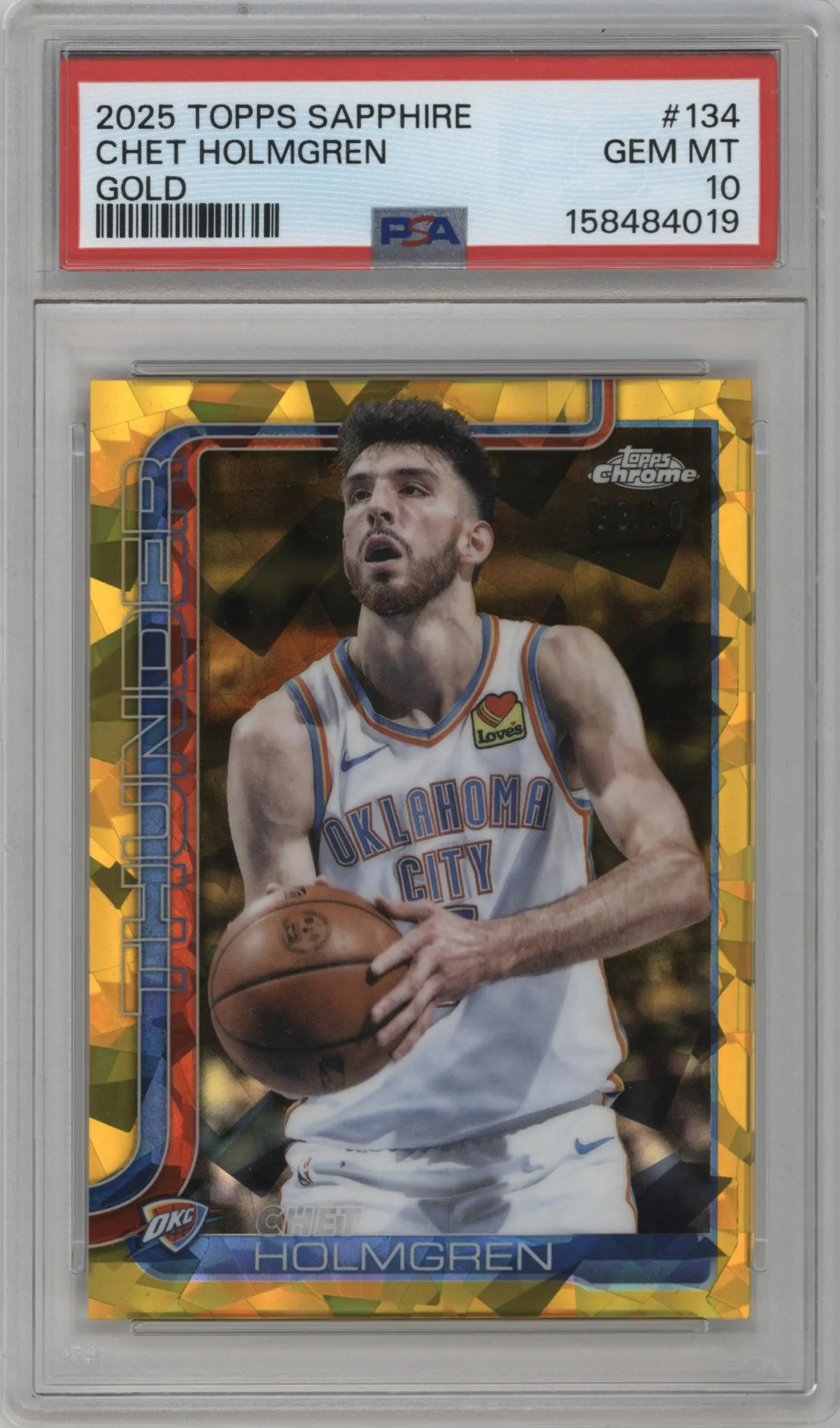 2025 Topps Chrome Sapphire Edition Chet Holmgren Gold #134 PSA 10