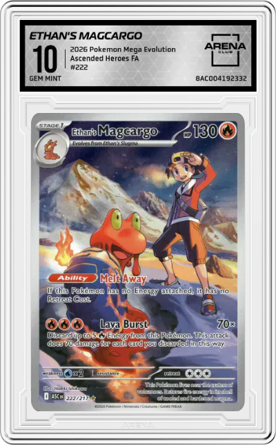 2026 Pokemon Mega Evolution Ascended Heroes Ethan's Magcargo #222 ARENA CLUB 10