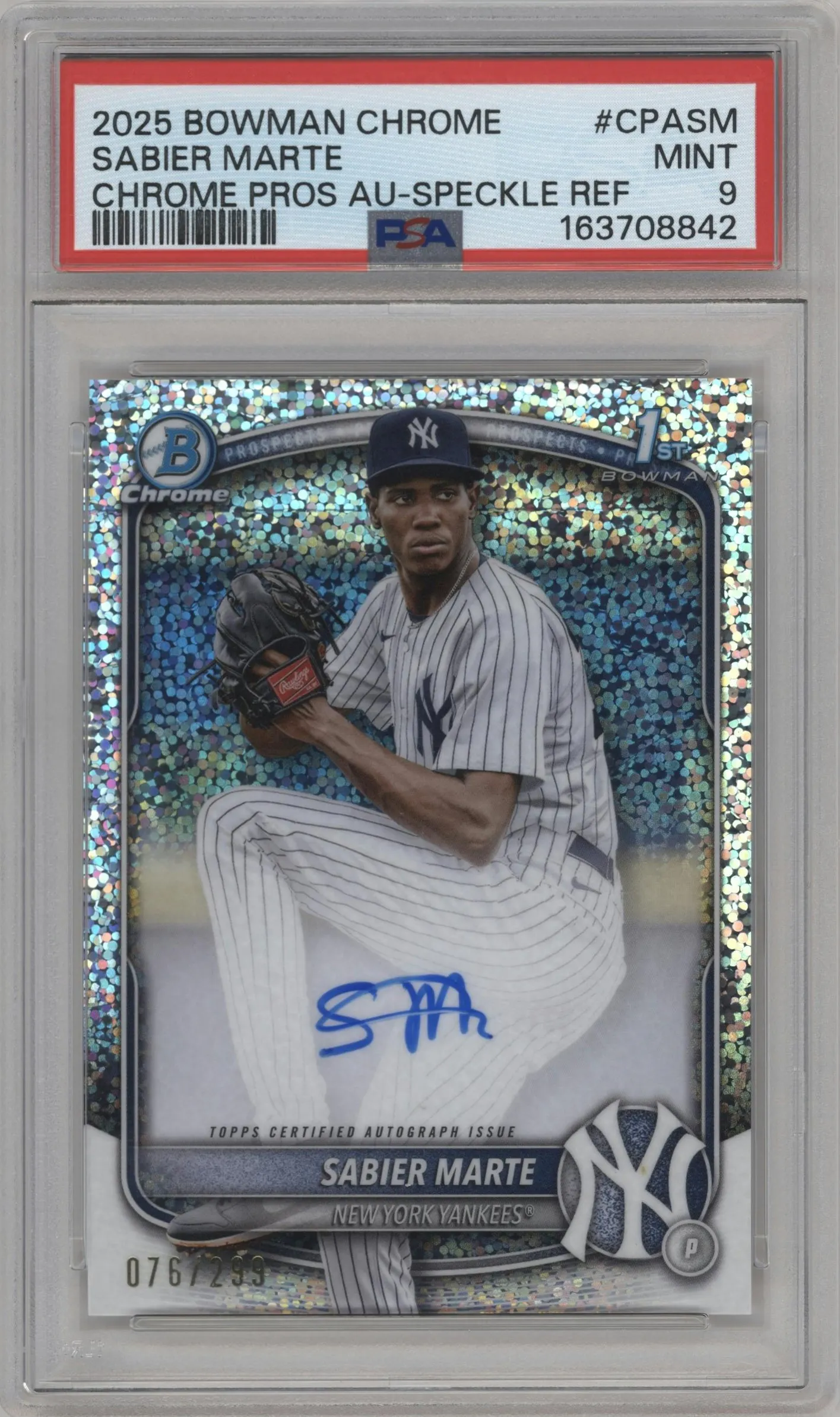 2025 Bowman Chrome Chr.Pros.Auto Sabier Marte Speckle Refractor #CPA-SM PSA 9
