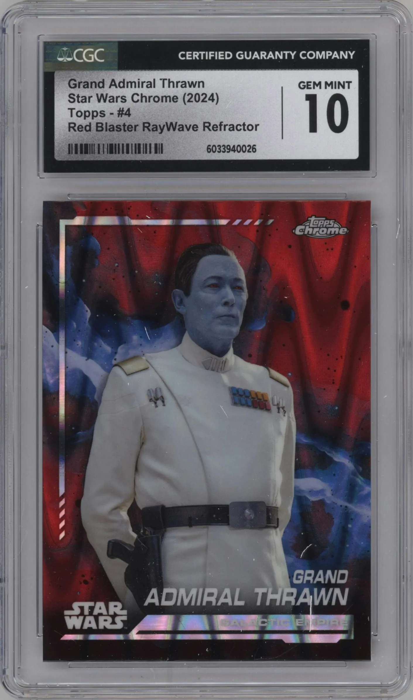 2024 Topps Chrome Star Wars Grand Admiral Thrawn Red Blaster Raywave Refractor #4 CGC 10