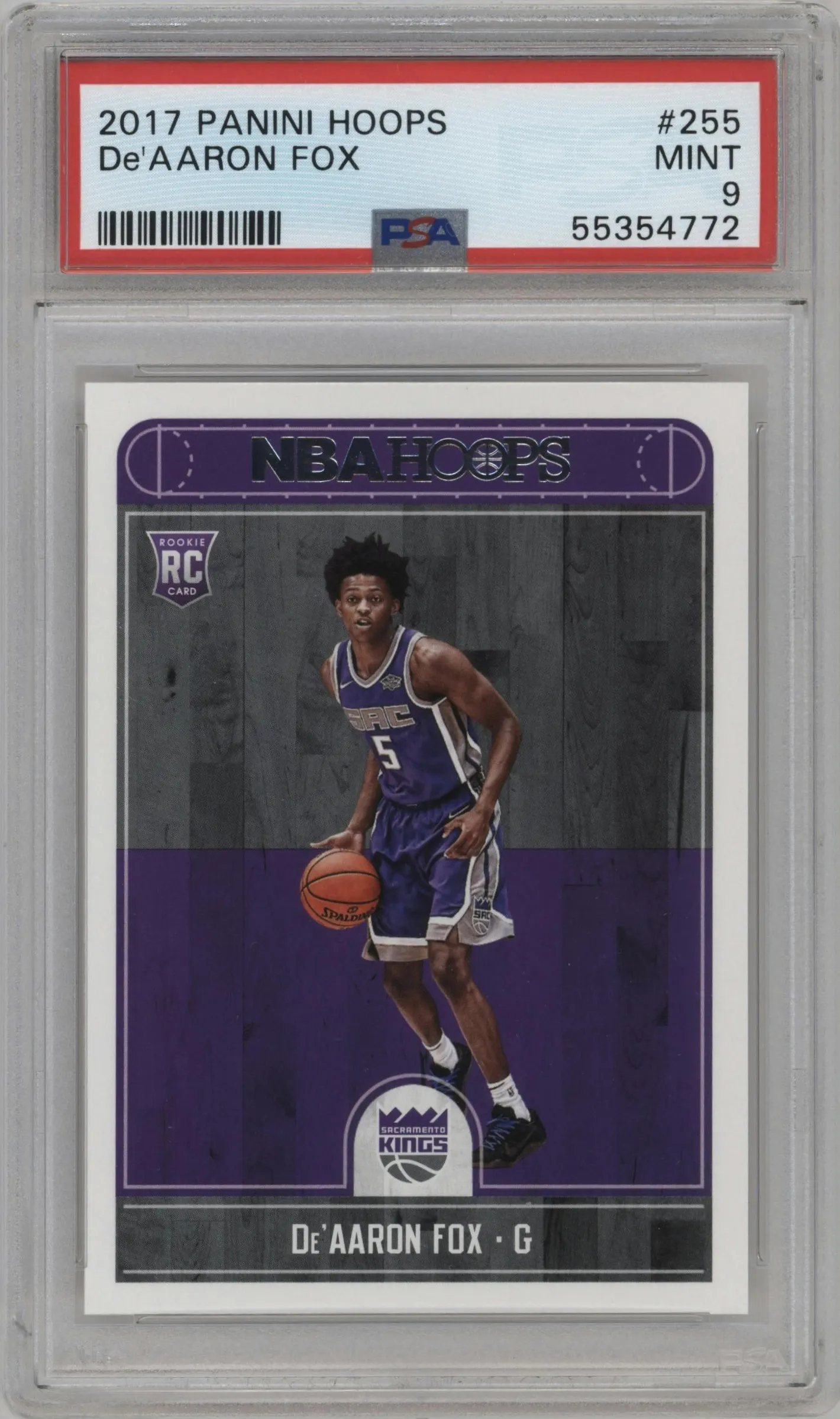 2017 Panini NBA Hoops De'Aaron Fox #255 PSA 9