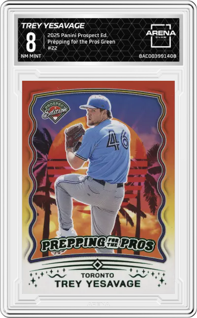 2025 Panini Prospect Edition Prepping for the Pros Trey Yesavage Green ARENA CLUB 8