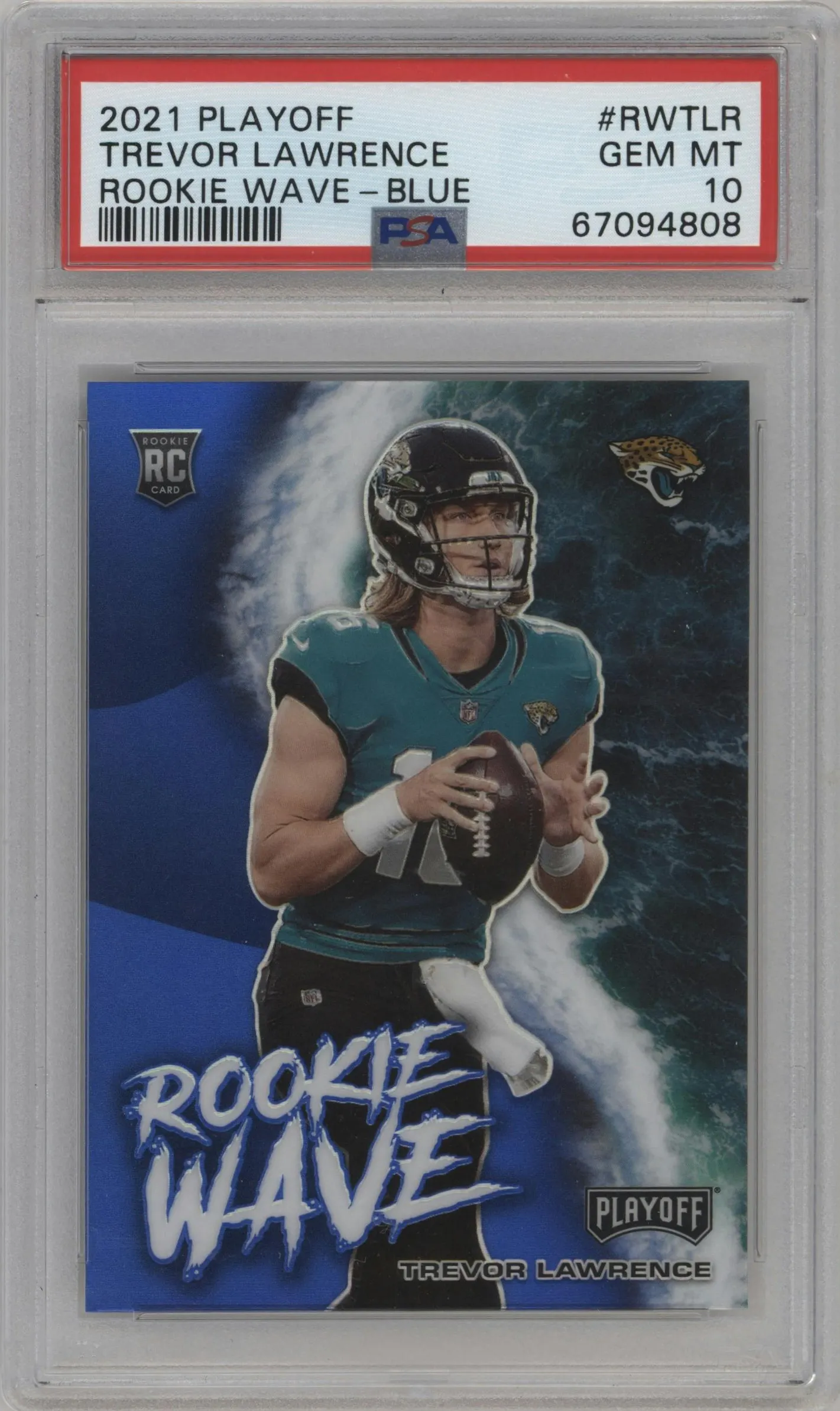 2021 Panini Playoff Rke.Wave Trevor Lawrence Blue #RW-TLR PSA 10
