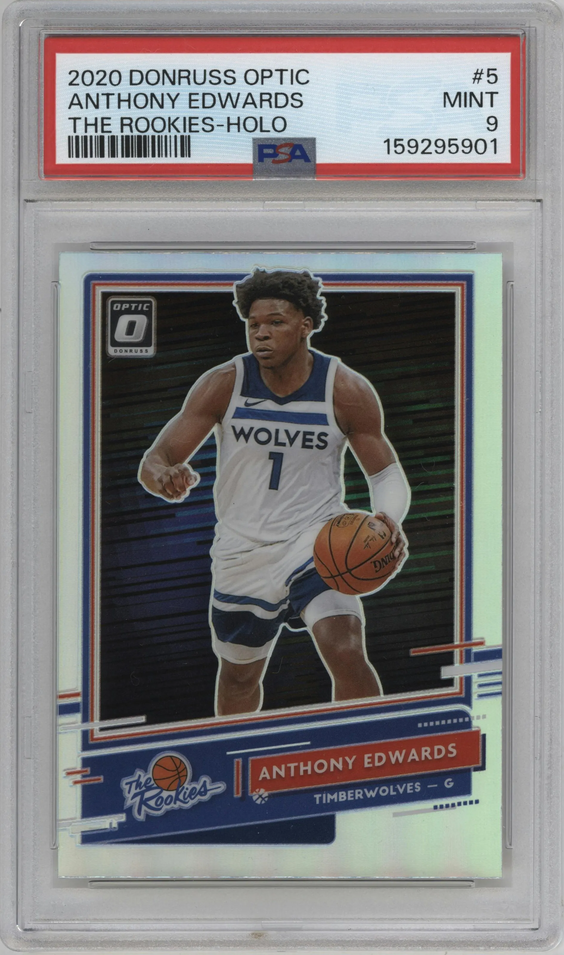 2020 Panini Donruss Optic The Rookies Anthony Edwards Holo PSA 9
